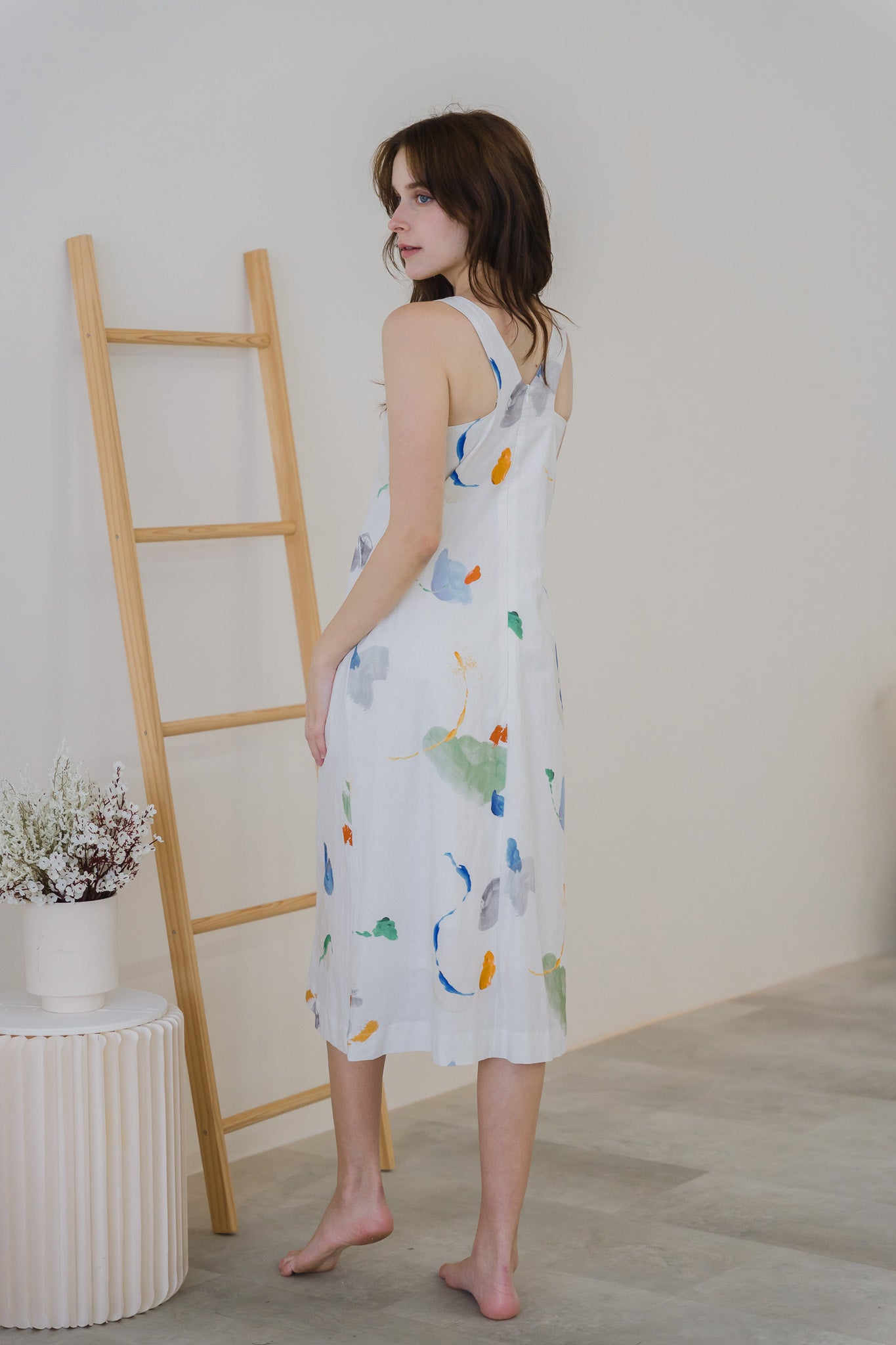 Serendipity Midi Linen Dress in Tranquility