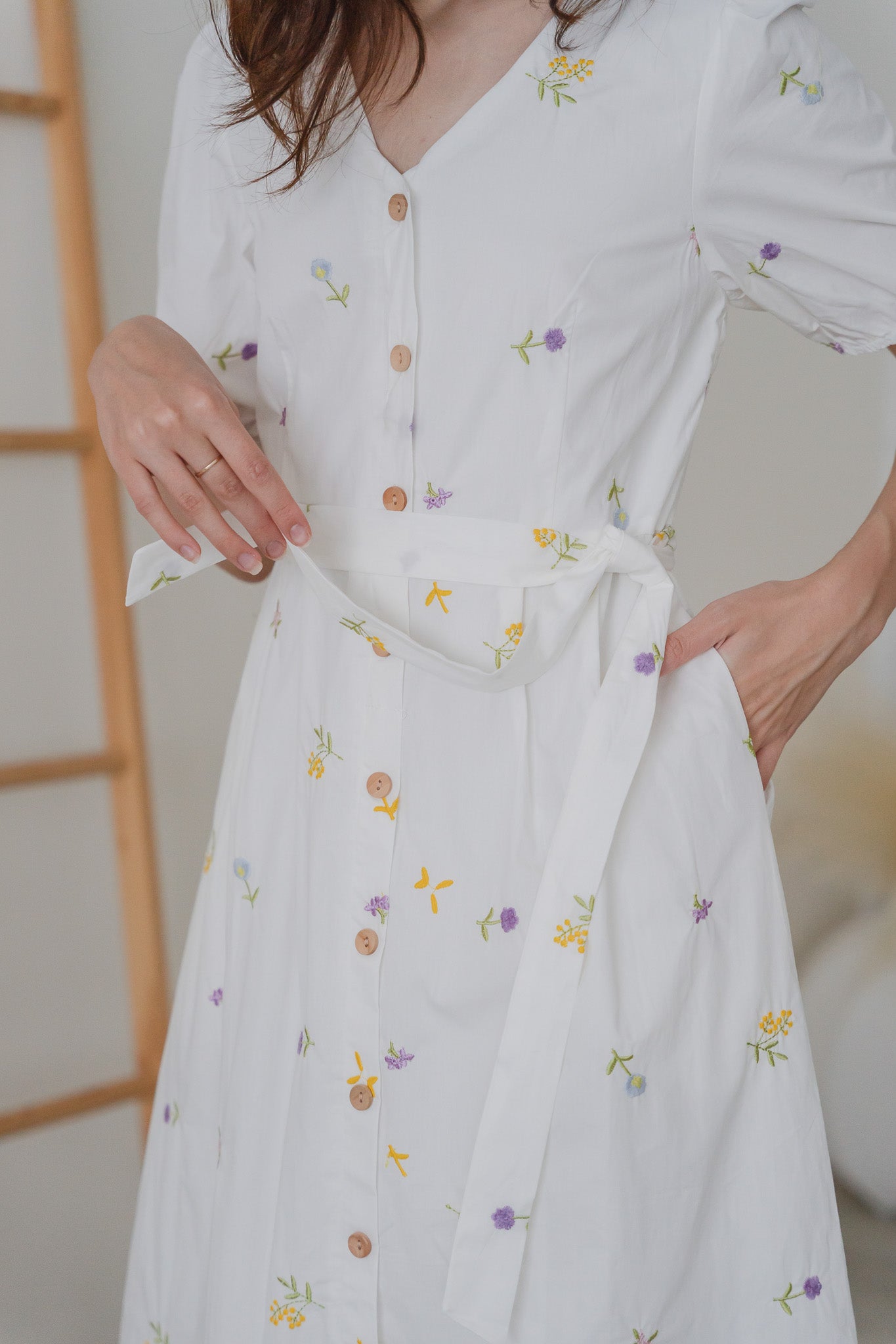 Floral Euphoria Embroidery Dress in White
