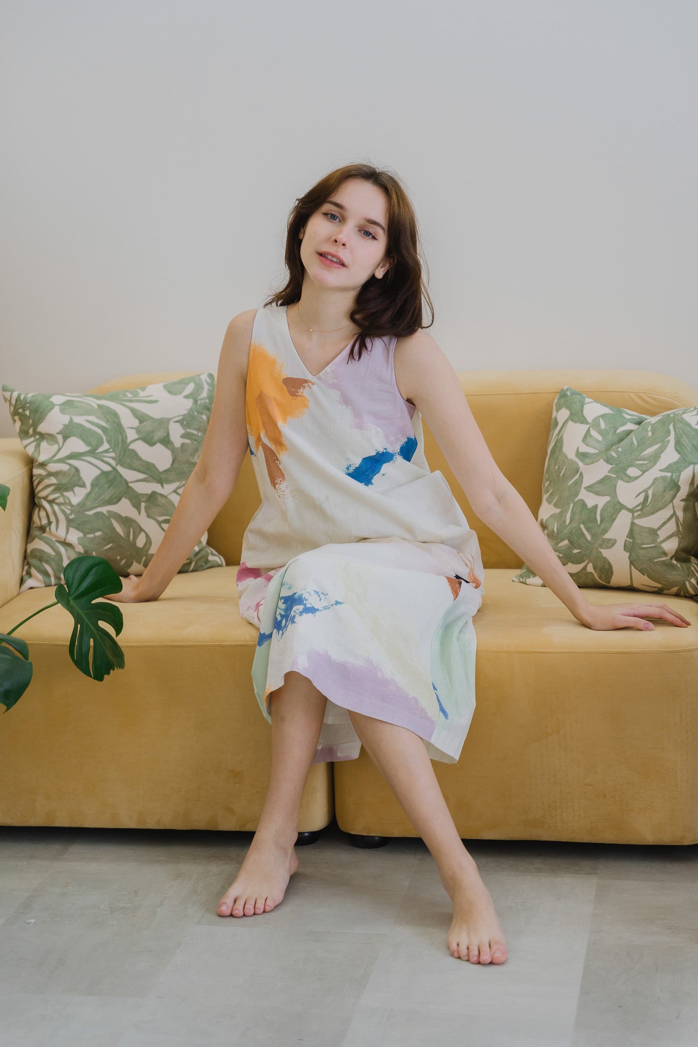 Life On A Canvas II Linen Maxi Dress in Radiance