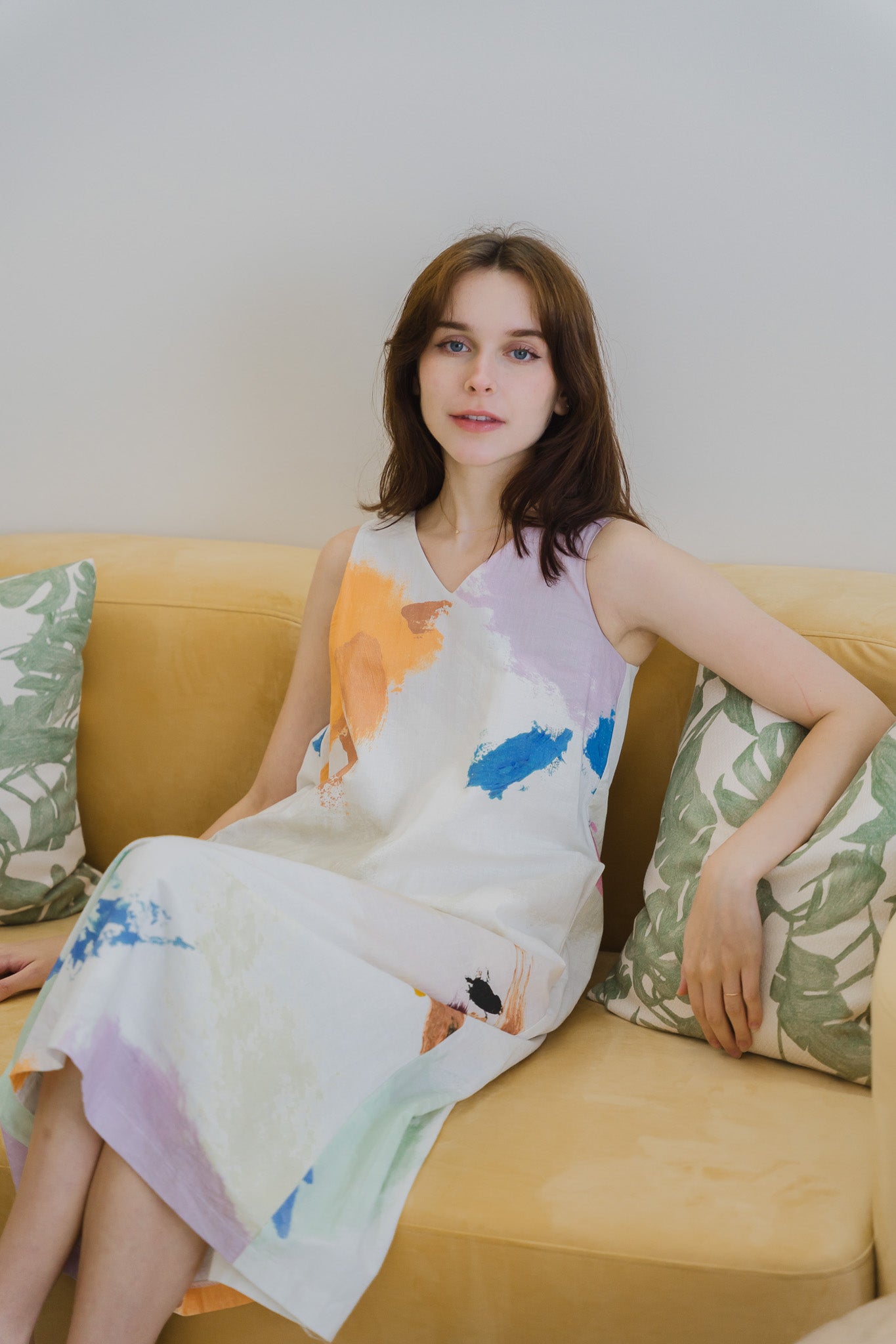 Life On A Canvas II Linen Maxi Dress in Radiance