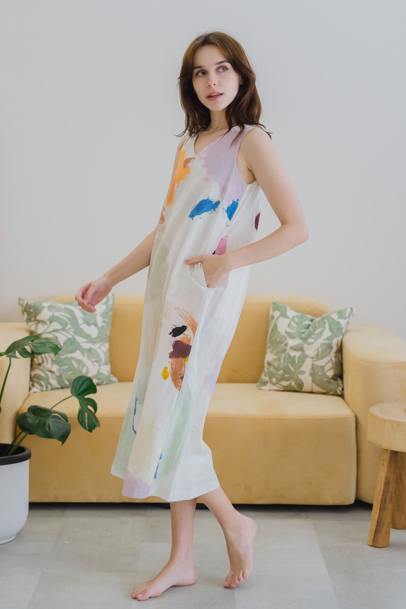 Life On A Canvas II Linen Maxi Dress in Radiance