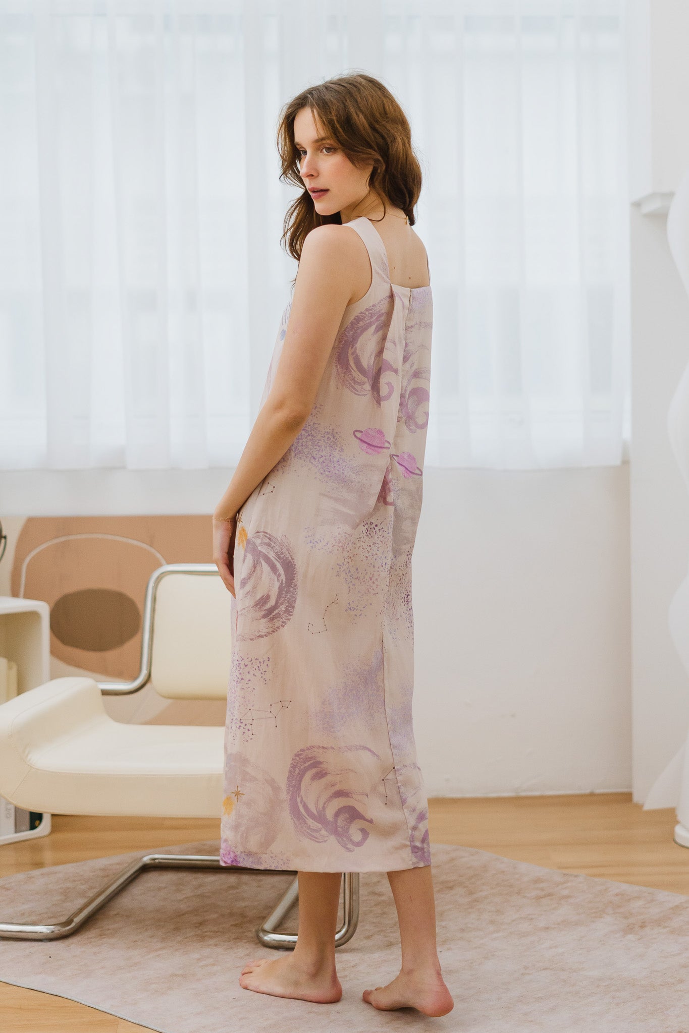 Constellations Sleeveless Maxi Linen Dress in Aurora