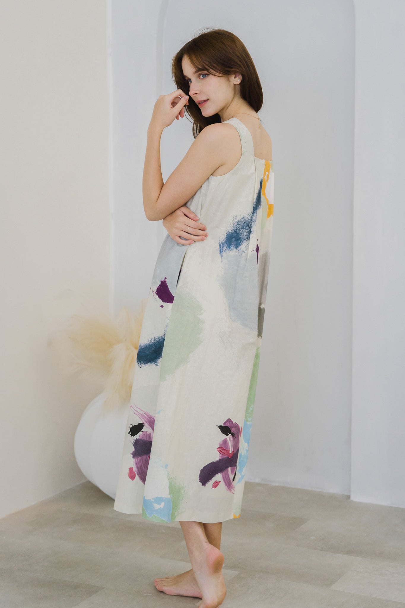 Life On A Canvas II Linen Maxi Dress in Harmony