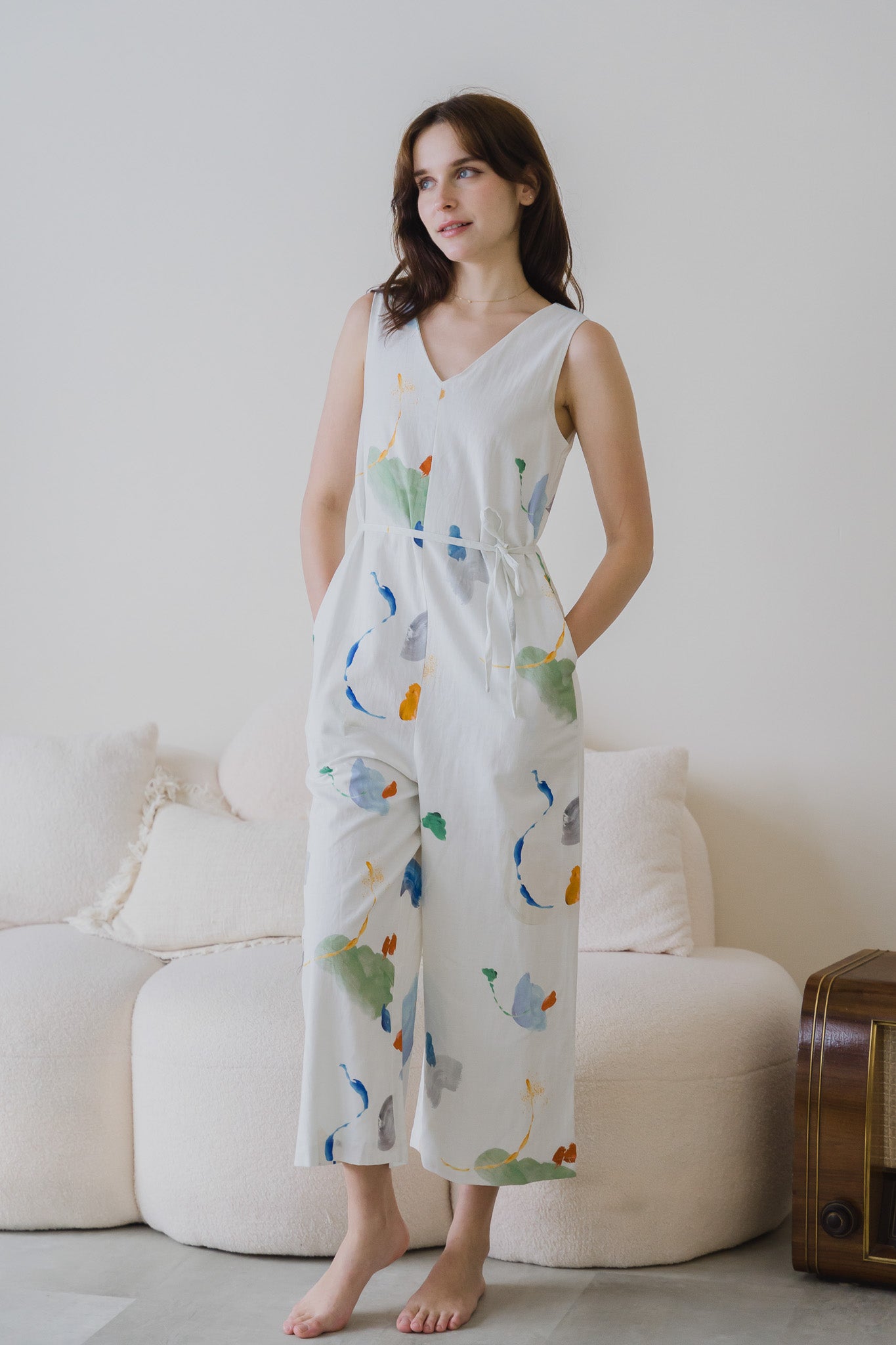 Serendipity Maxi Linen Jumpsuit in Tranquility