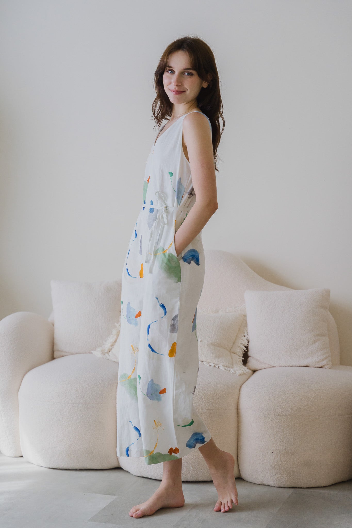 Serendipity Maxi Linen Jumpsuit in Tranquility