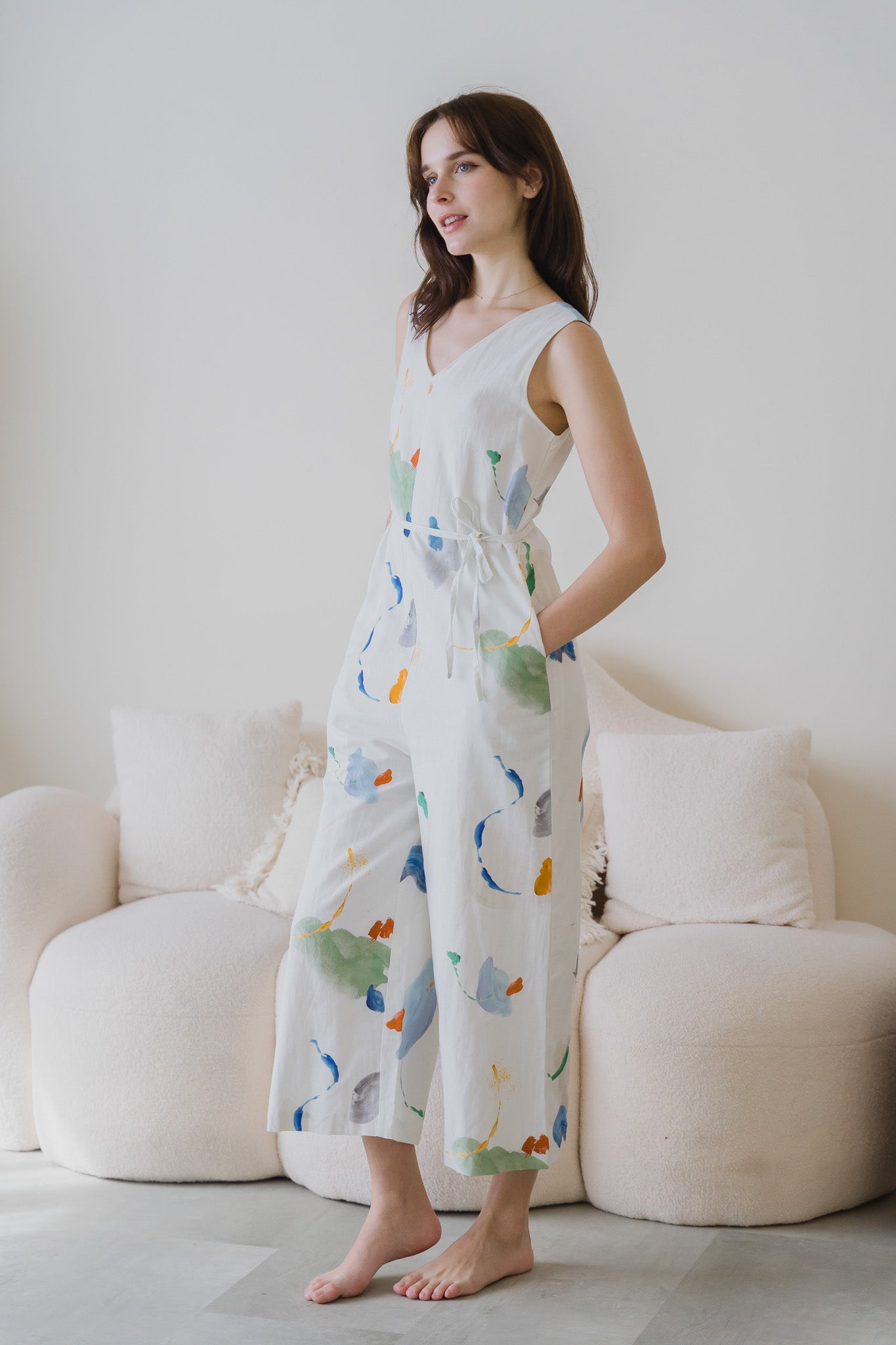 Serendipity Maxi Linen Jumpsuit in Tranquility