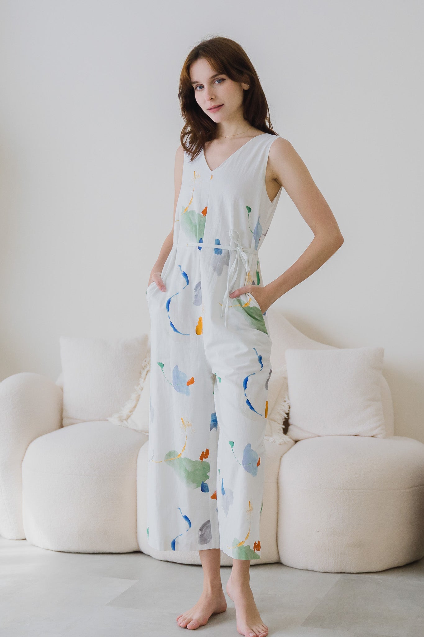 Serendipity Maxi Linen Jumpsuit in Tranquility