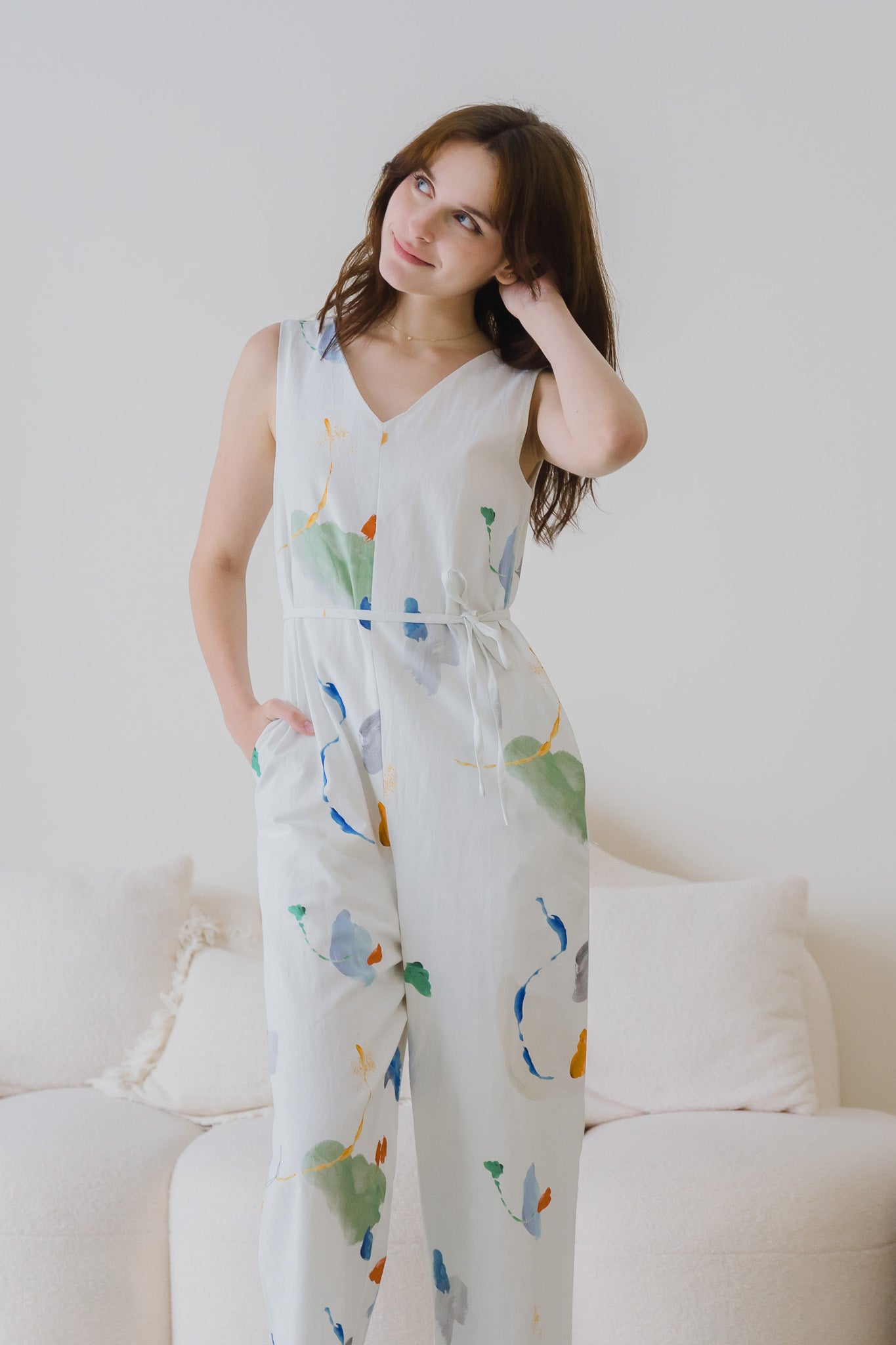 Serendipity Maxi Linen Jumpsuit in Tranquility