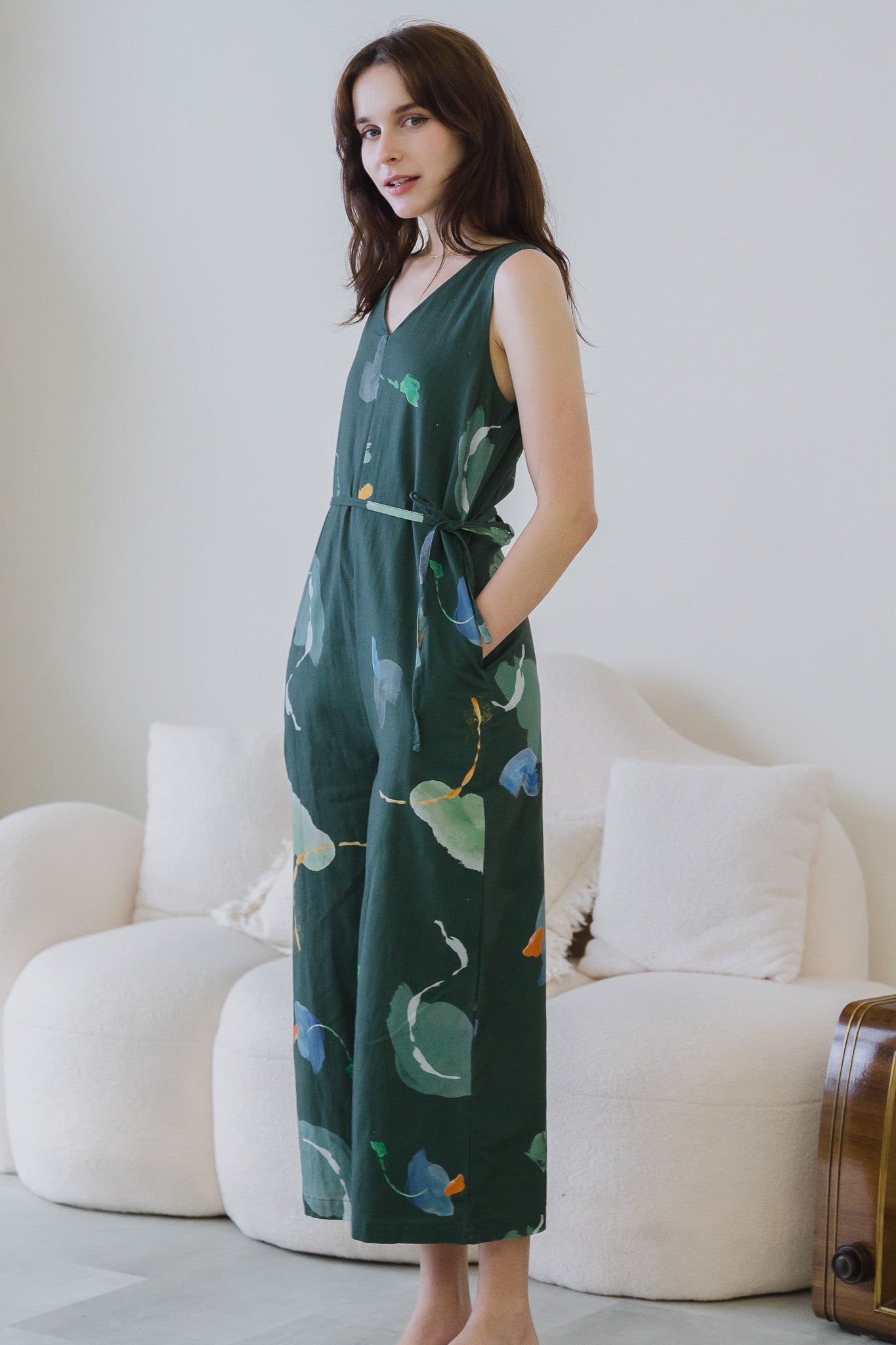 Serendipity Maxi Linen Jumpsuit in Enigma