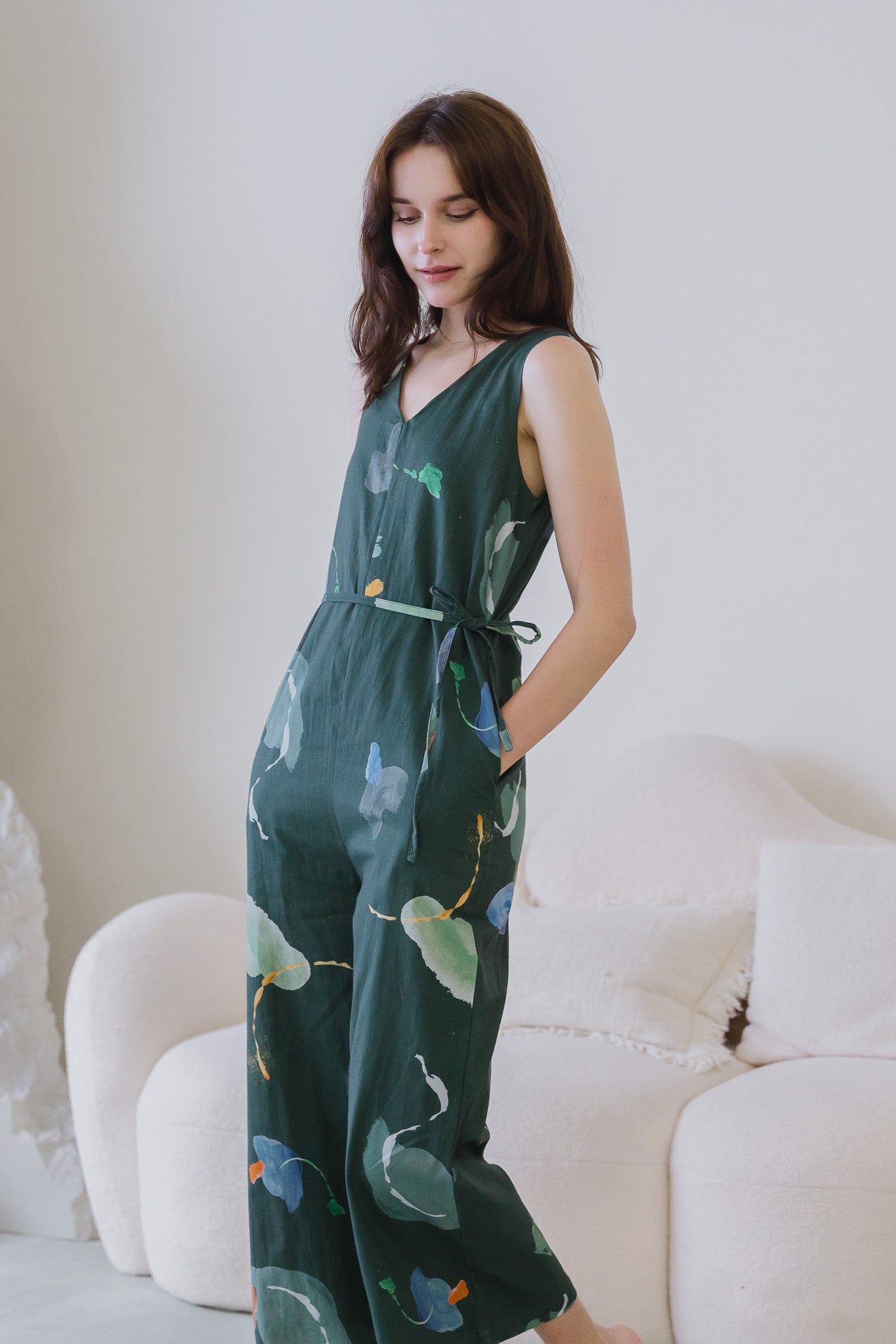 Serendipity Maxi Linen Jumpsuit in Enigma