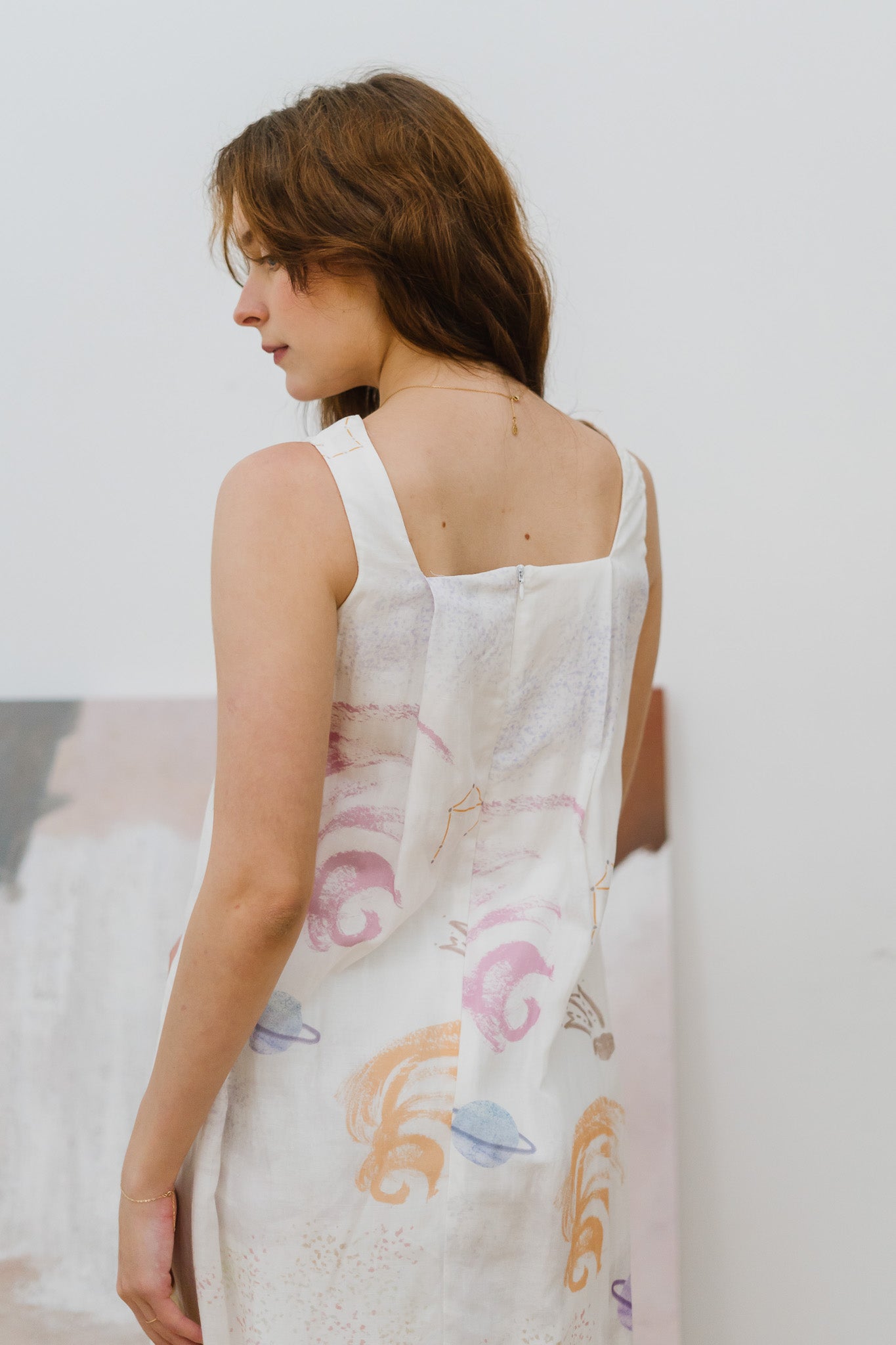 Constellations Sleeveless Maxi Linen Dress in Stardust