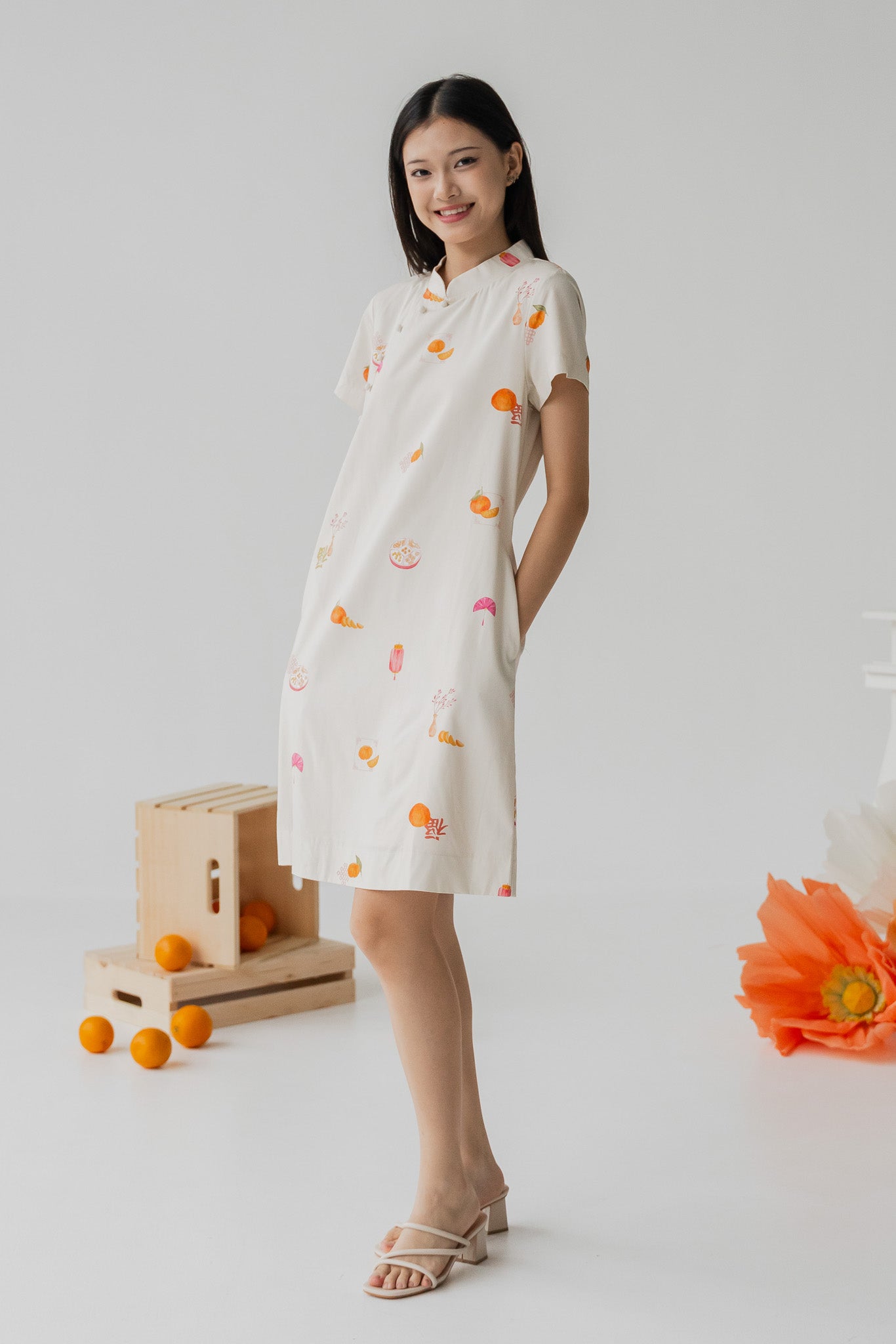 Sweet Savoury Spring Cheongsam Dress in Marigold