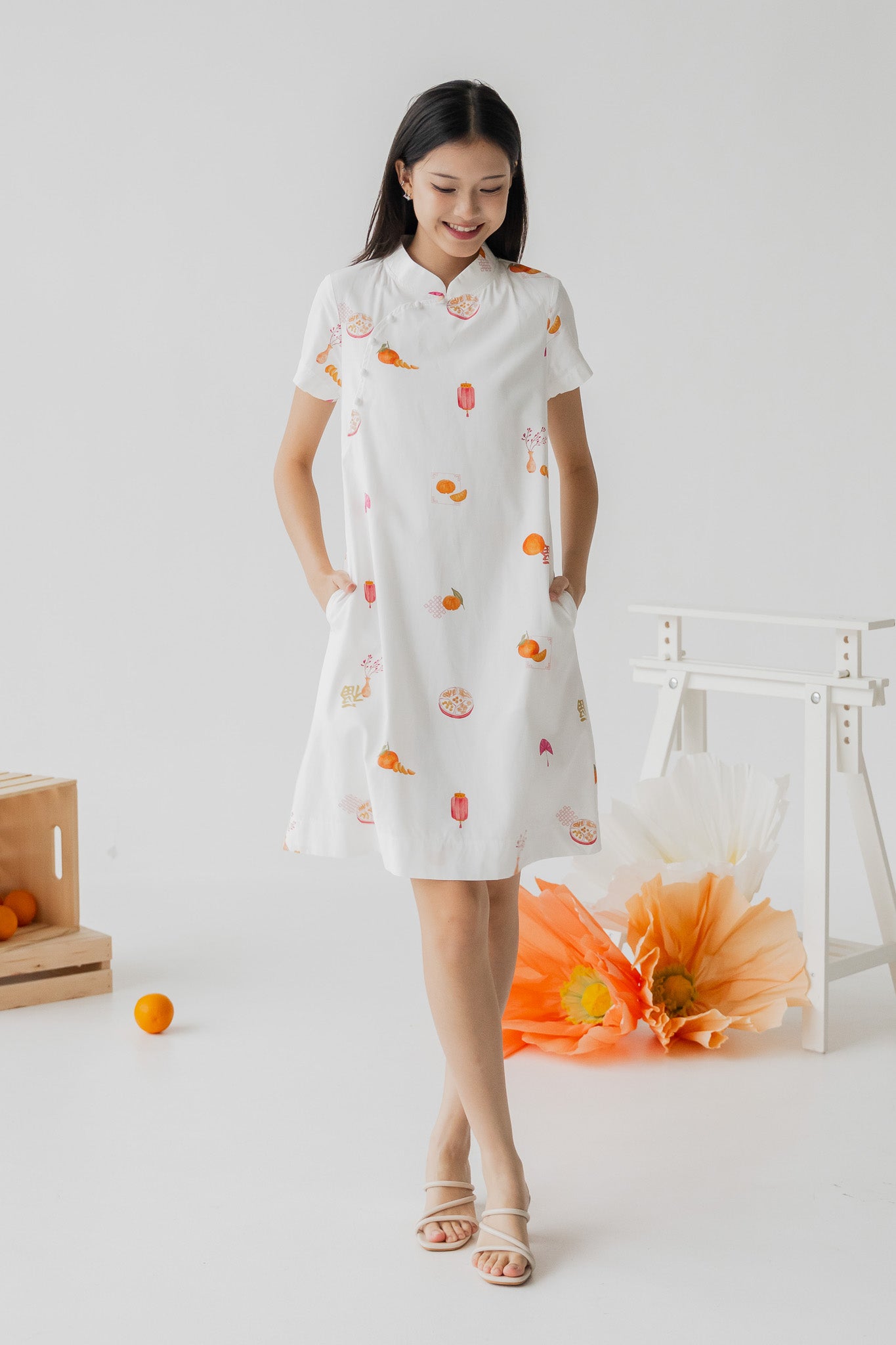 Sweet Savoury Spring Cheongsam Dress in Cloud