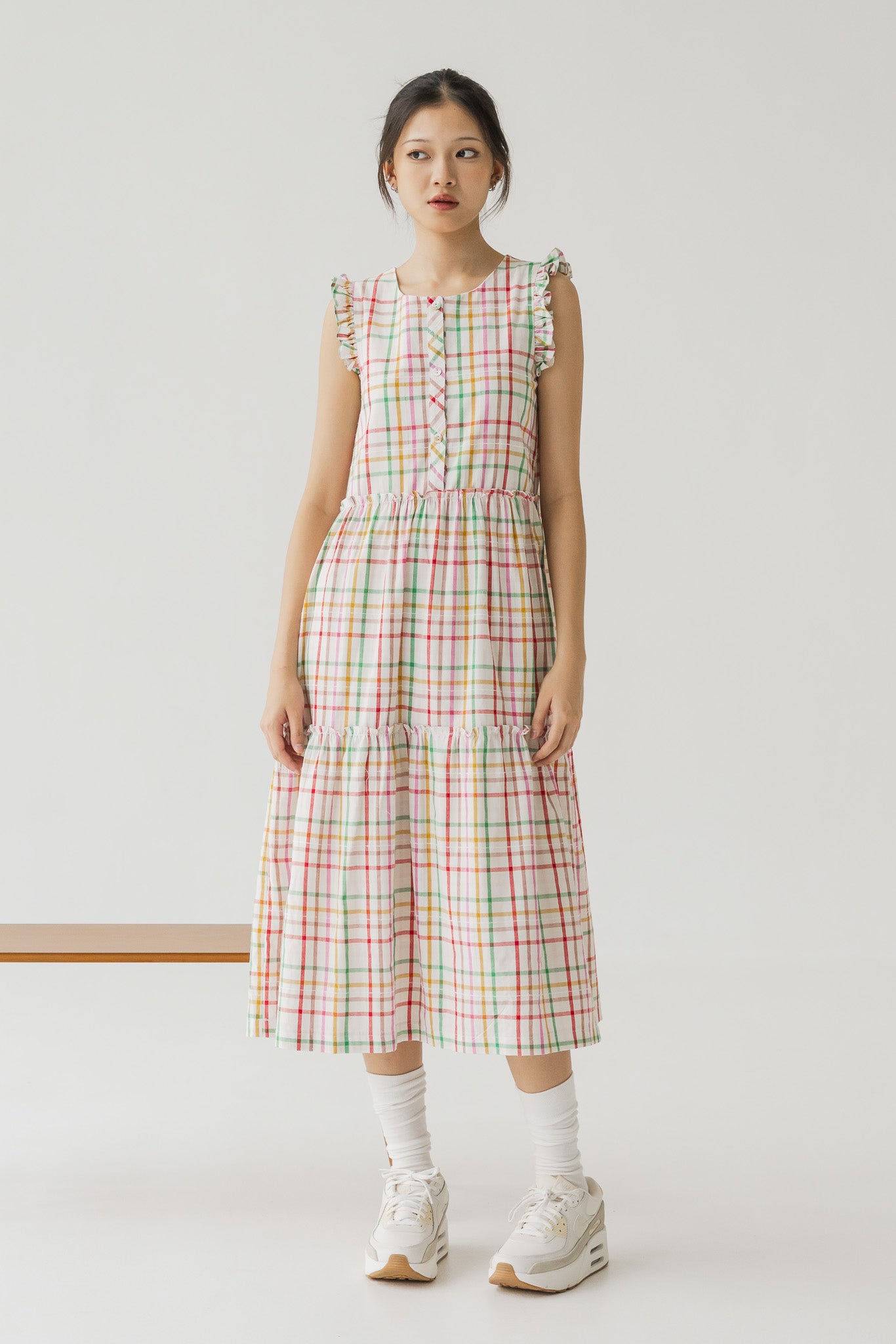 Minju Checkered Tiered Midaxi Dress