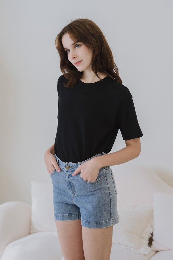 Core Essentials Boxy Tee in Black - First Stitch