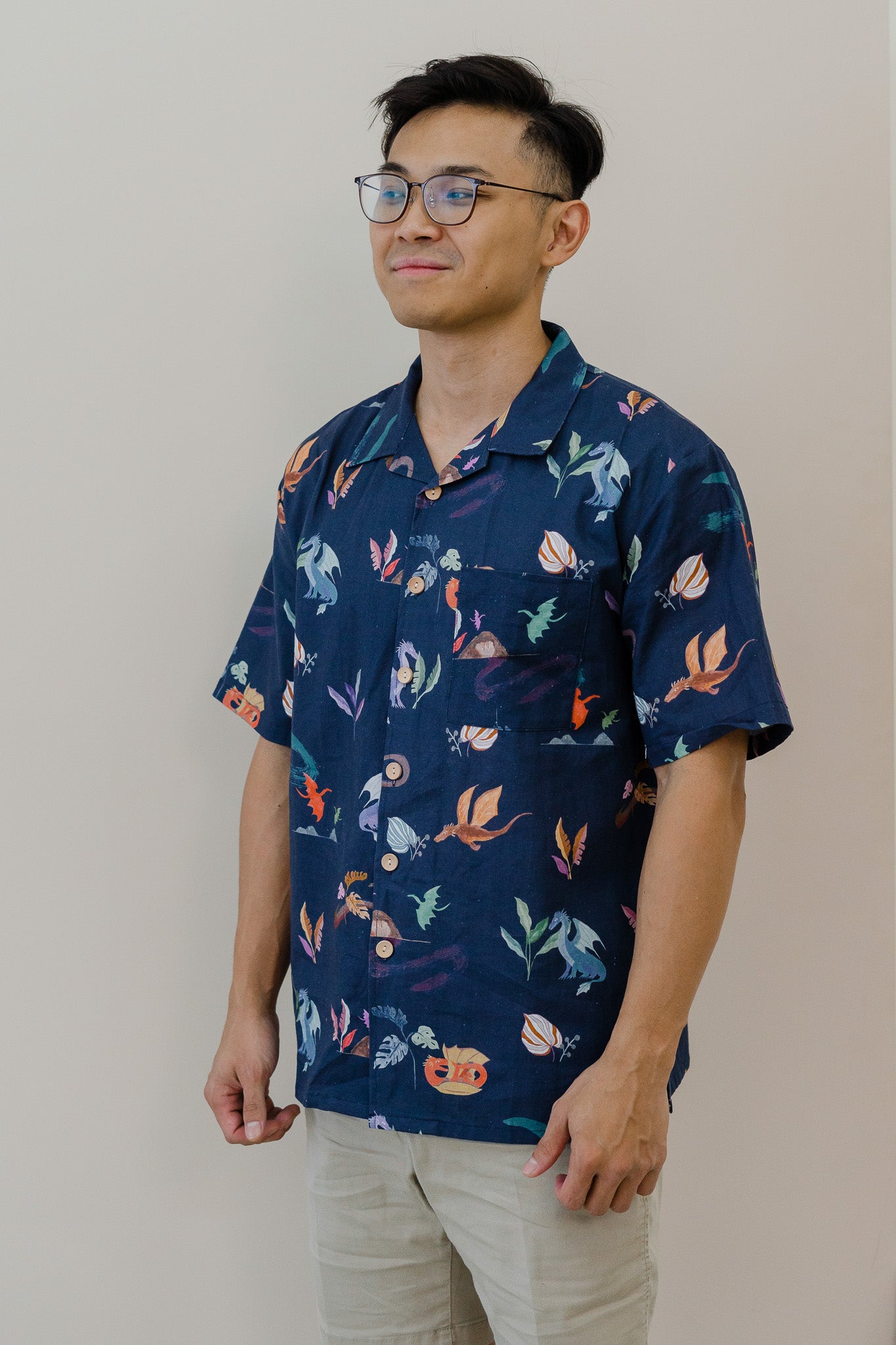 Legend Has It Men's Camp Collar Linen Shirt in Heaven