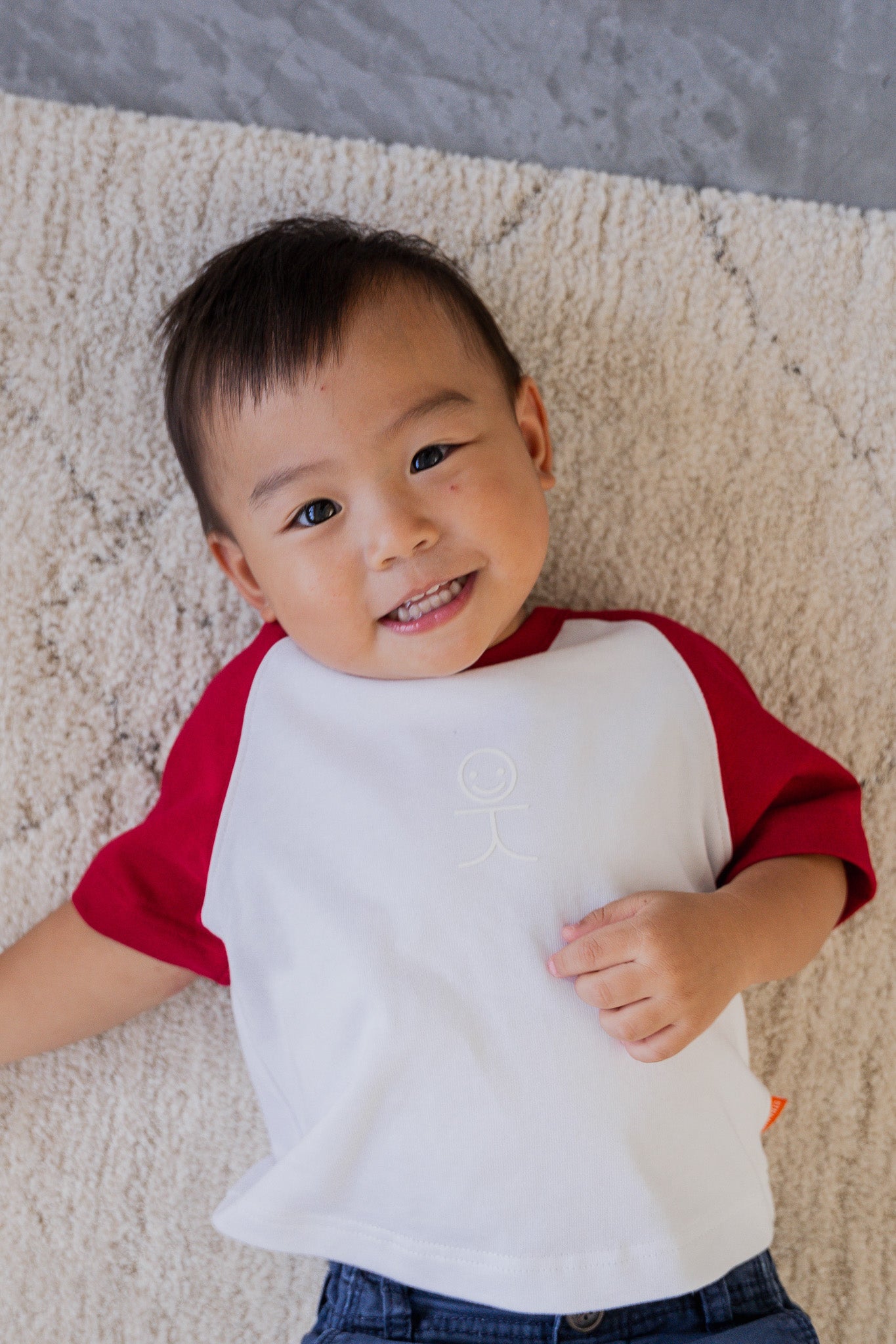 Colour Block Baseball Kid's Tee in Red