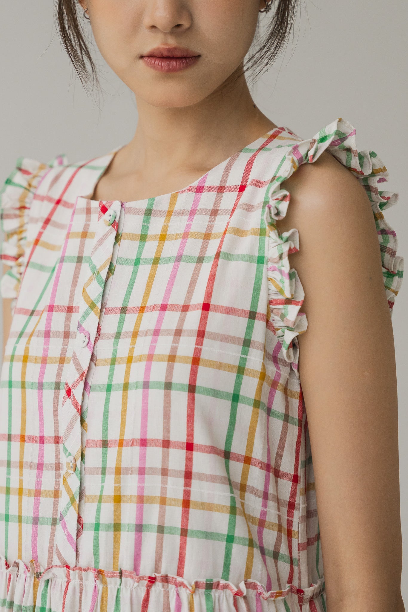 Minju Checkered Tiered Midaxi Dress