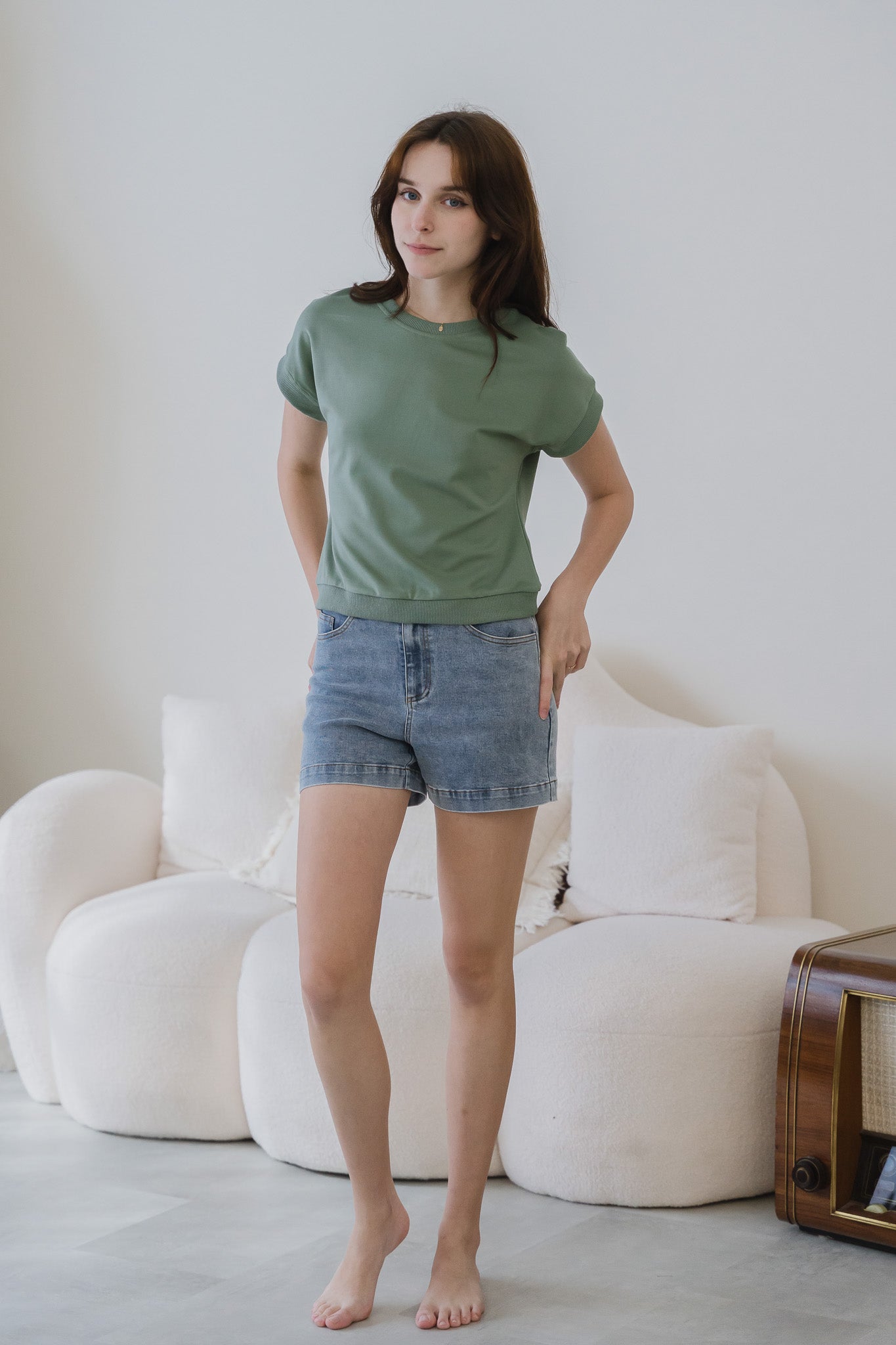 Blake Boxy Jersey Tee in Light Green [ONLINE ONLY]