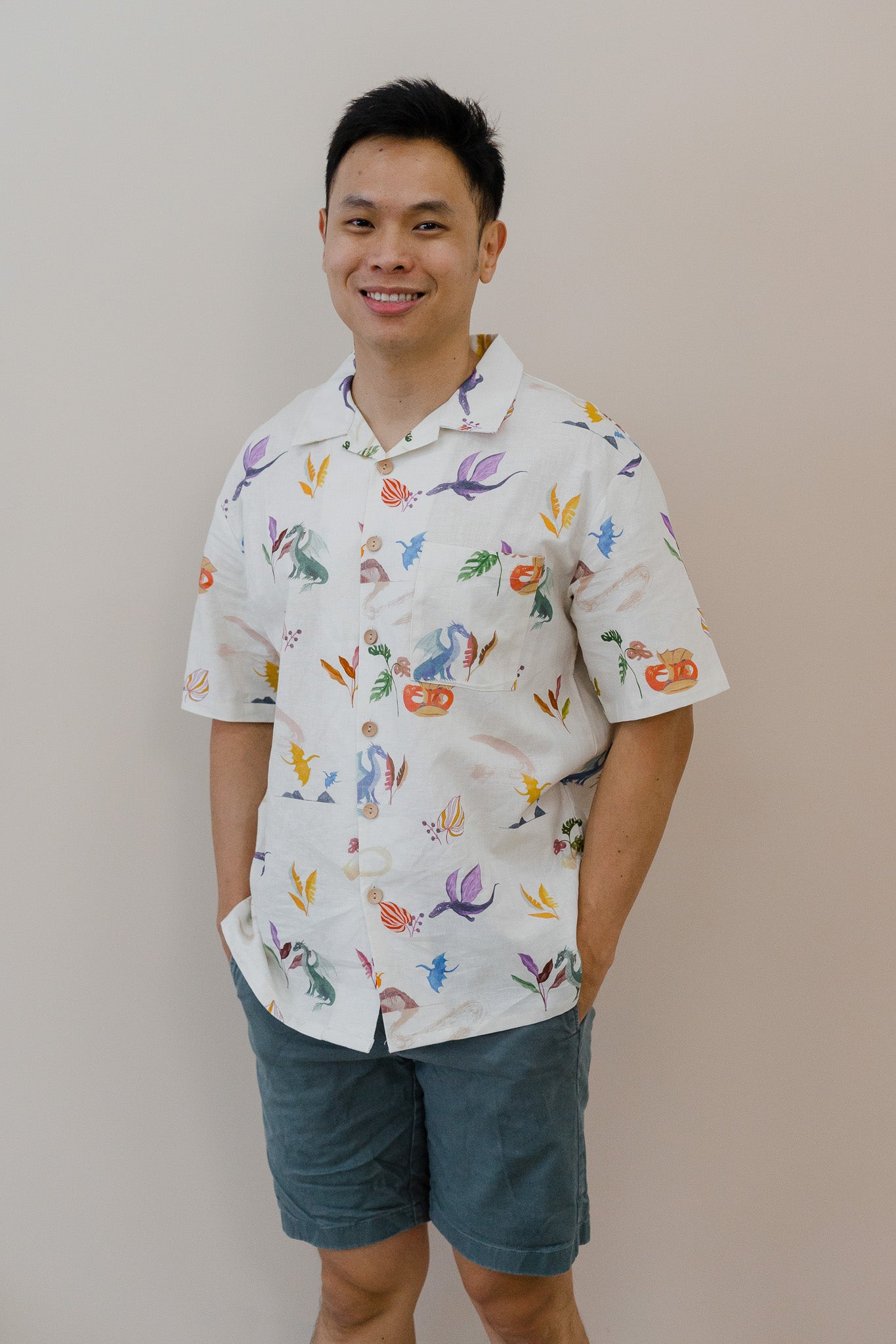 Legend Has It Men's Camp Collar Linen Shirt in Earth