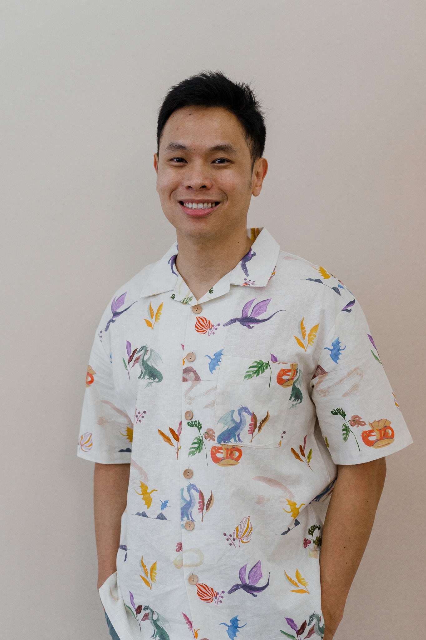 Legend Has It Men's Camp Collar Linen Shirt in Earth