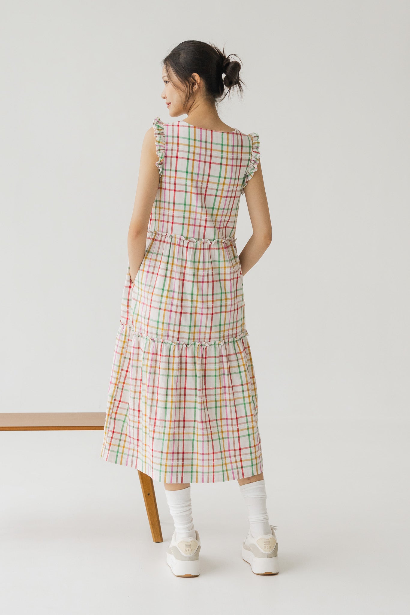 Minju Checkered Tiered Midaxi Dress