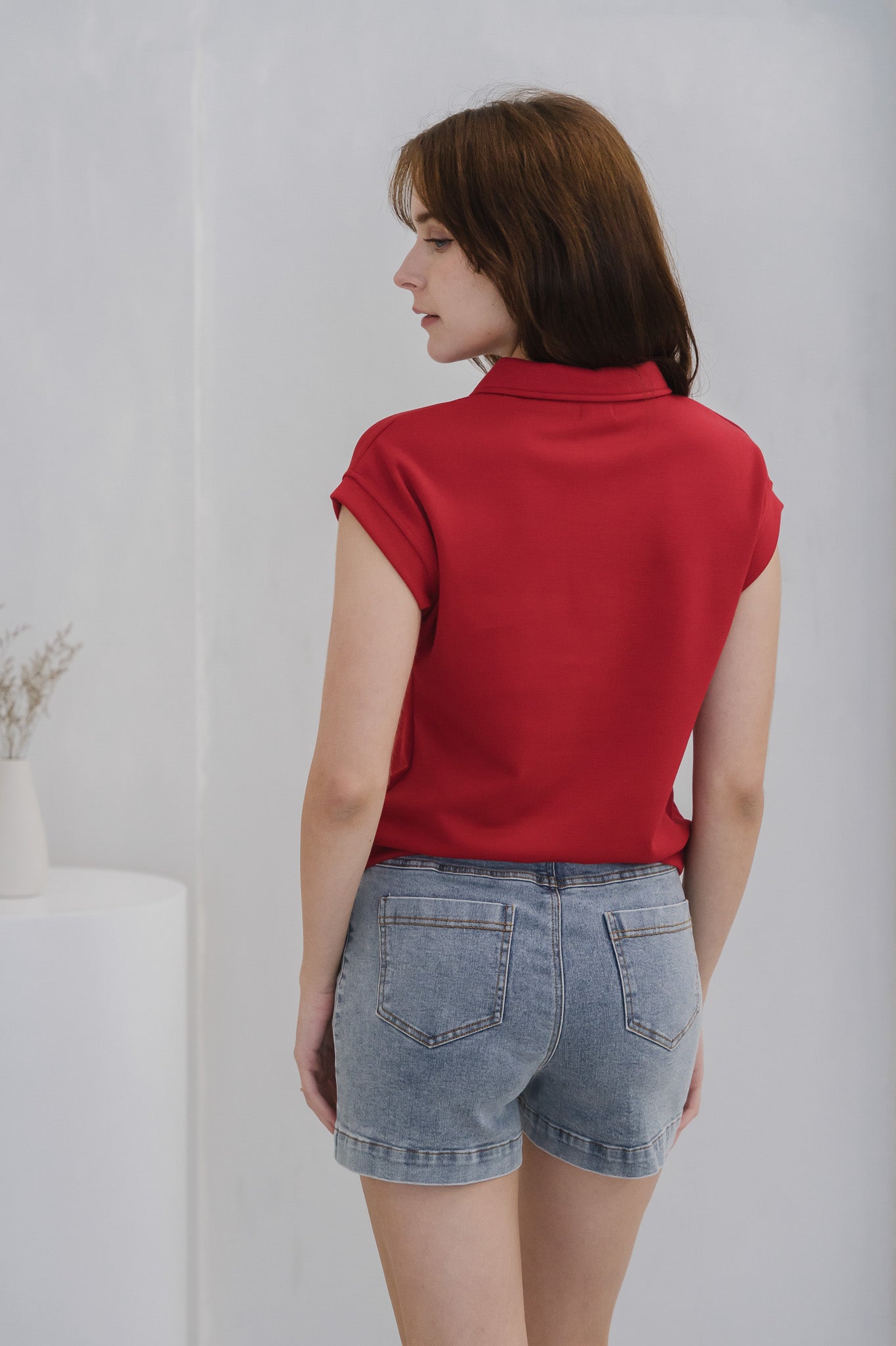 Casey Boxy Polo Tee in Maroon