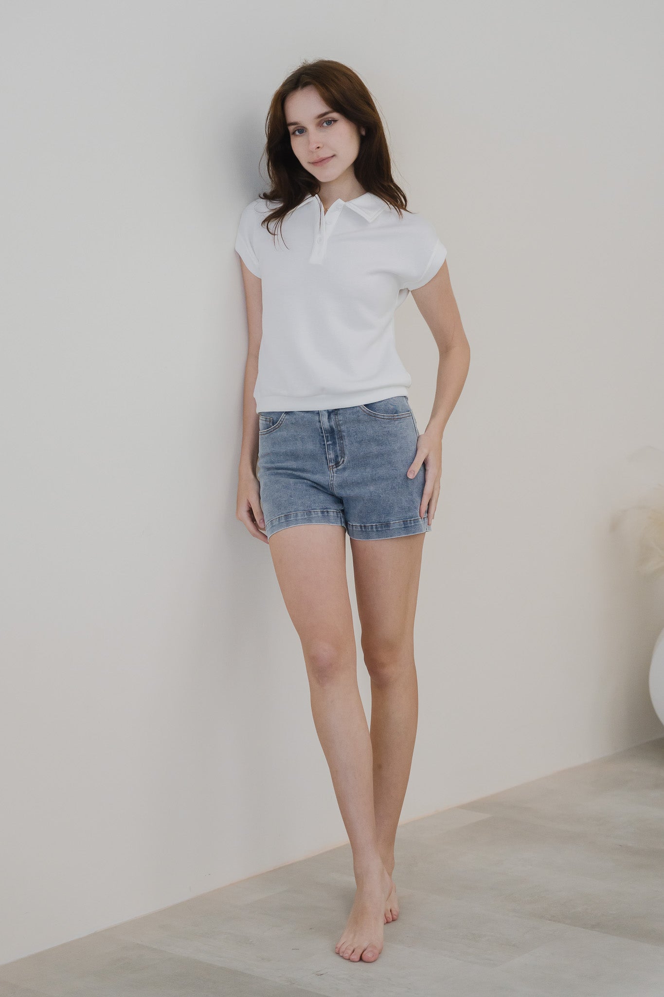 Casey Boxy Polo Tee in White