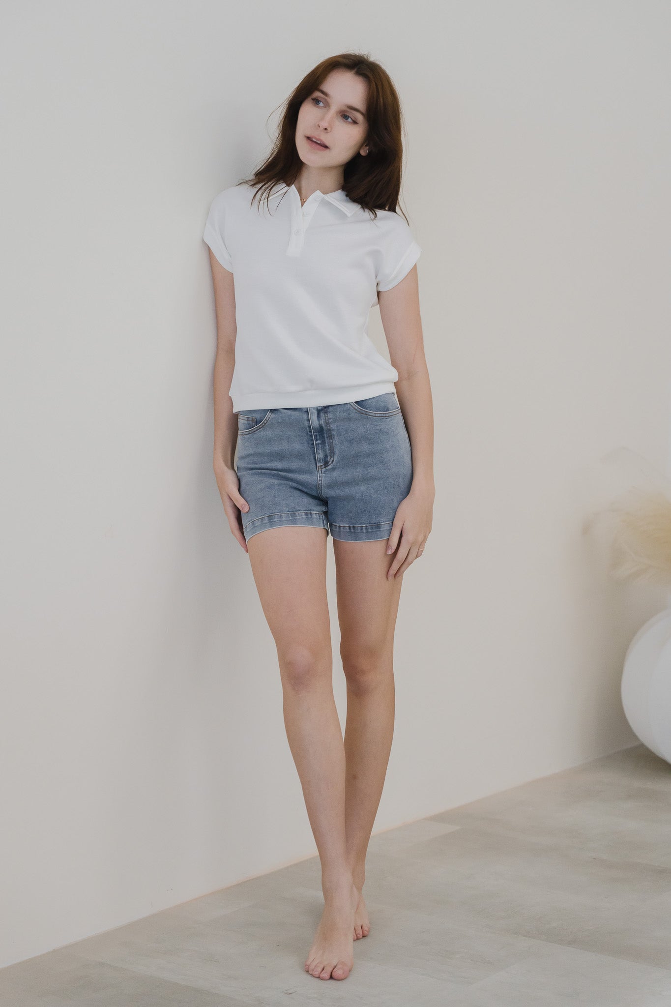 Casey Boxy Polo Tee in White