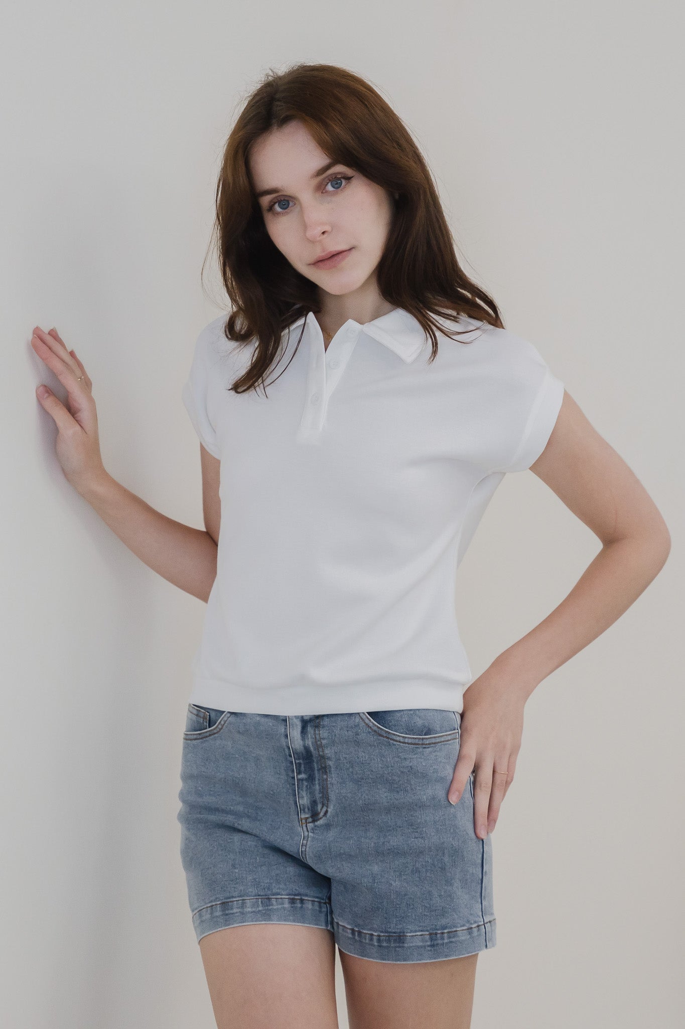 Casey Boxy Polo Tee in White