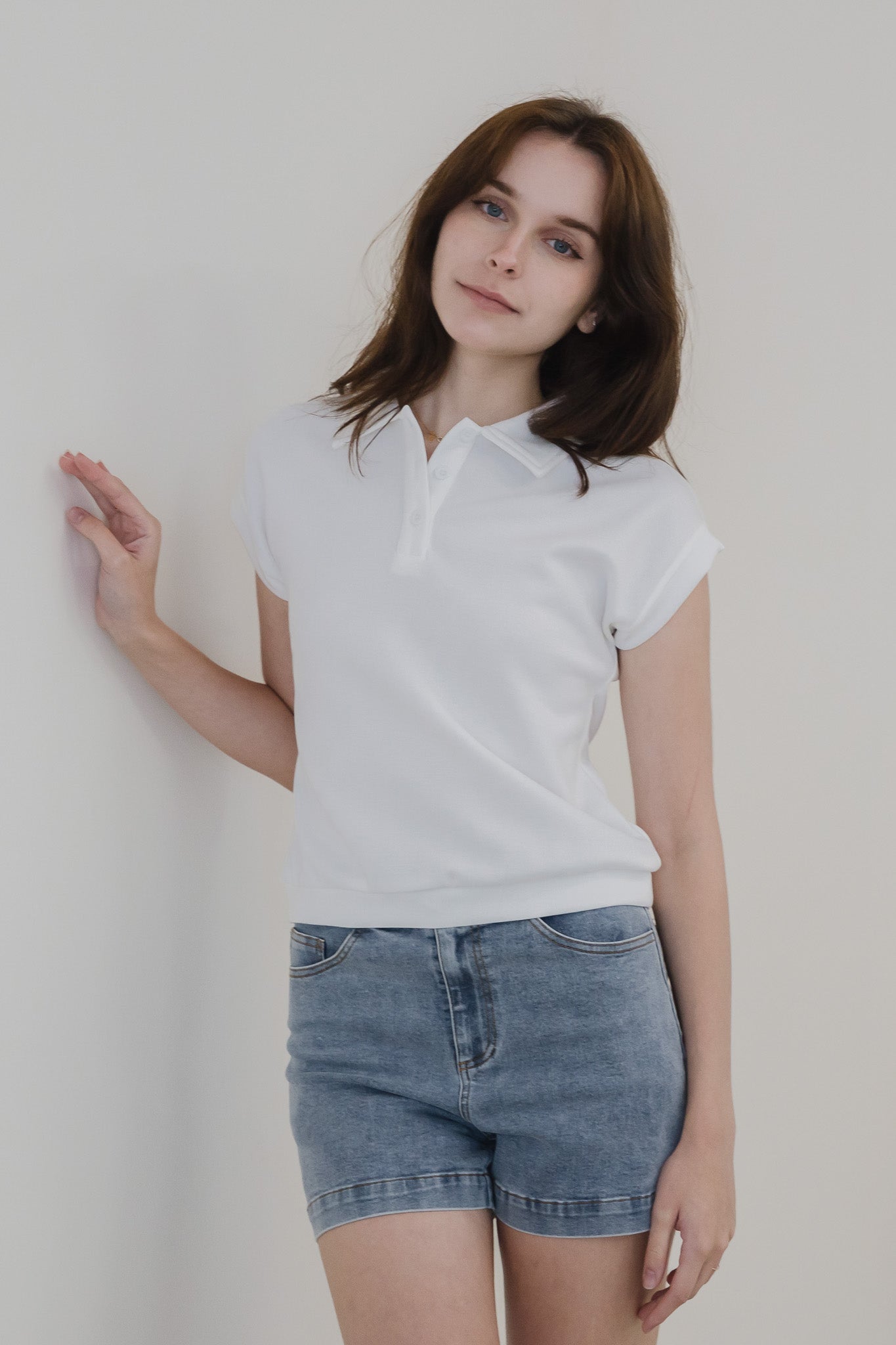 Casey Boxy Polo Tee in White