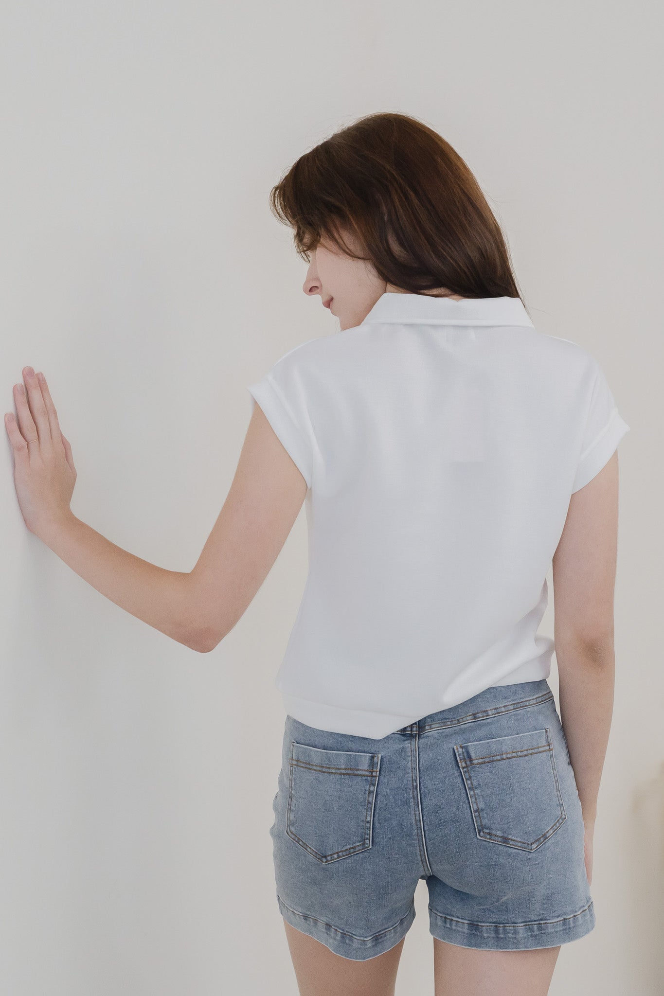Casey Boxy Polo Tee in White