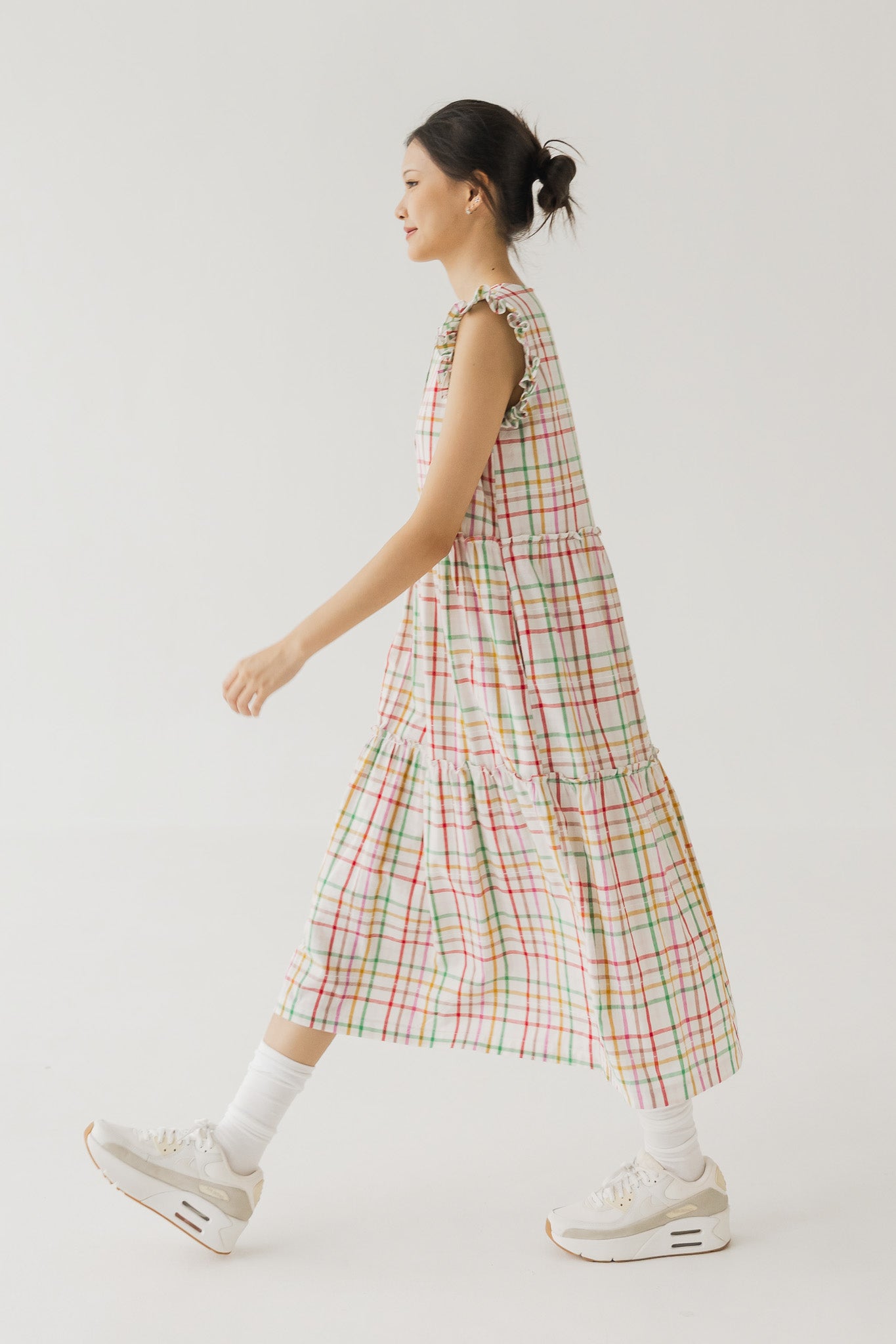 Minju Checkered Tiered Midaxi Dress
