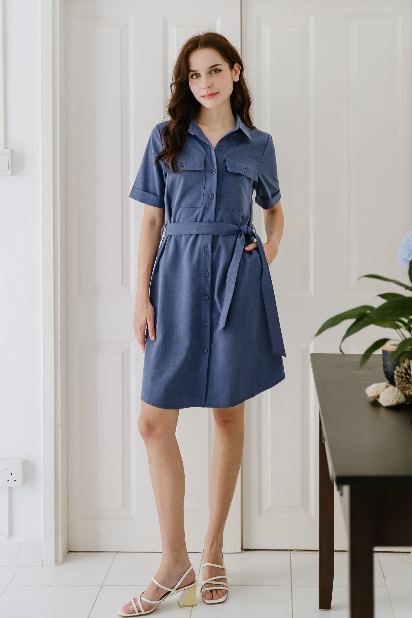 Lena Shirt Dress in Blue [ONLINE ONLY]