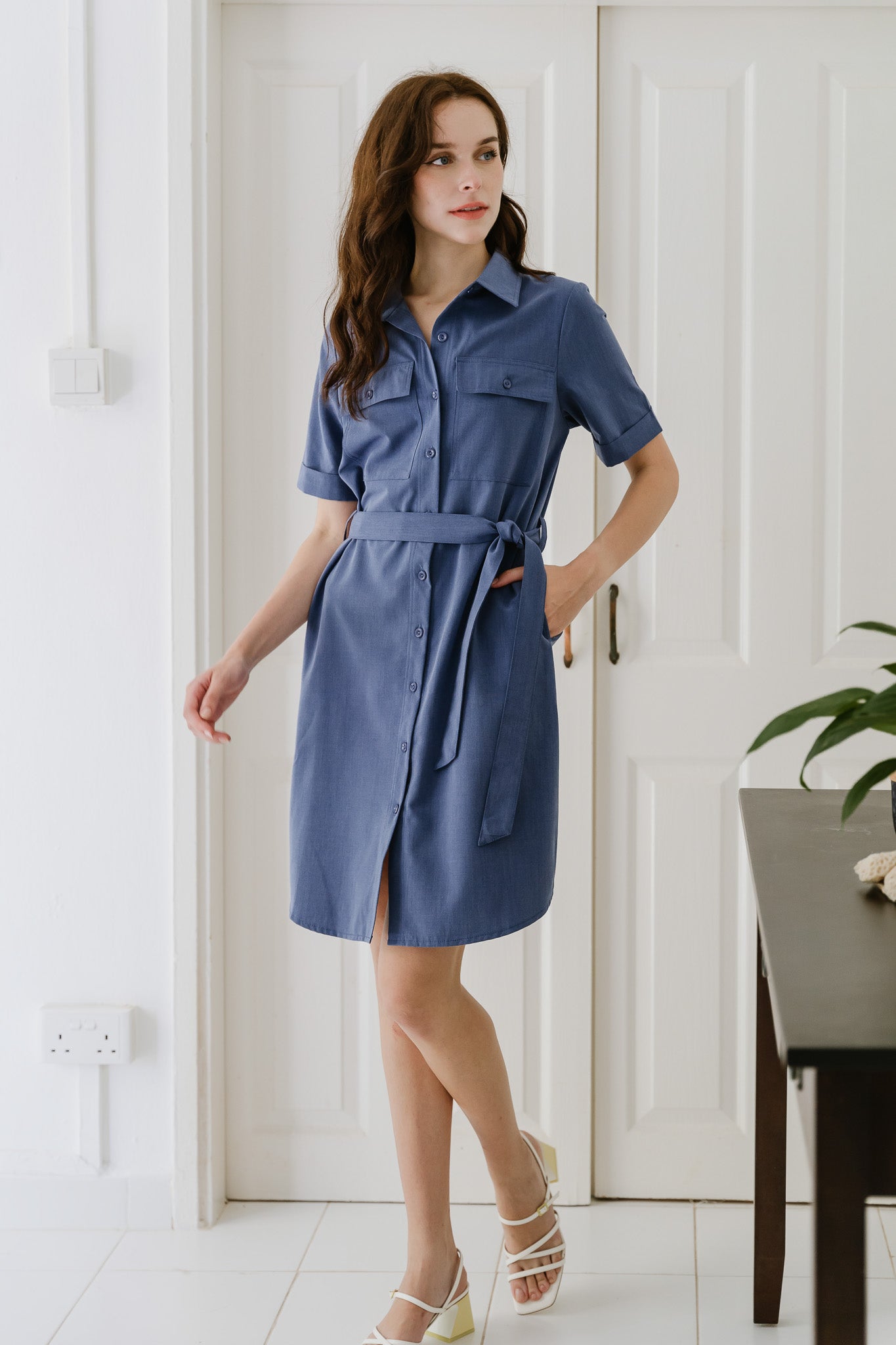 Lena Shirt Dress in Blue [ONLINE ONLY]