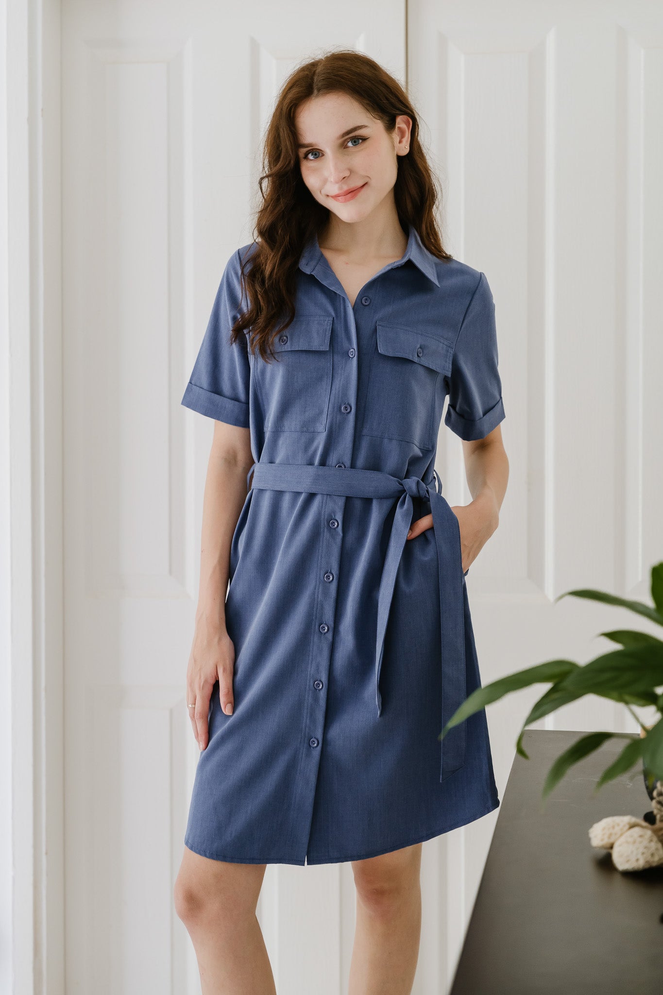 Lena Shirt Dress in Blue [ONLINE ONLY]