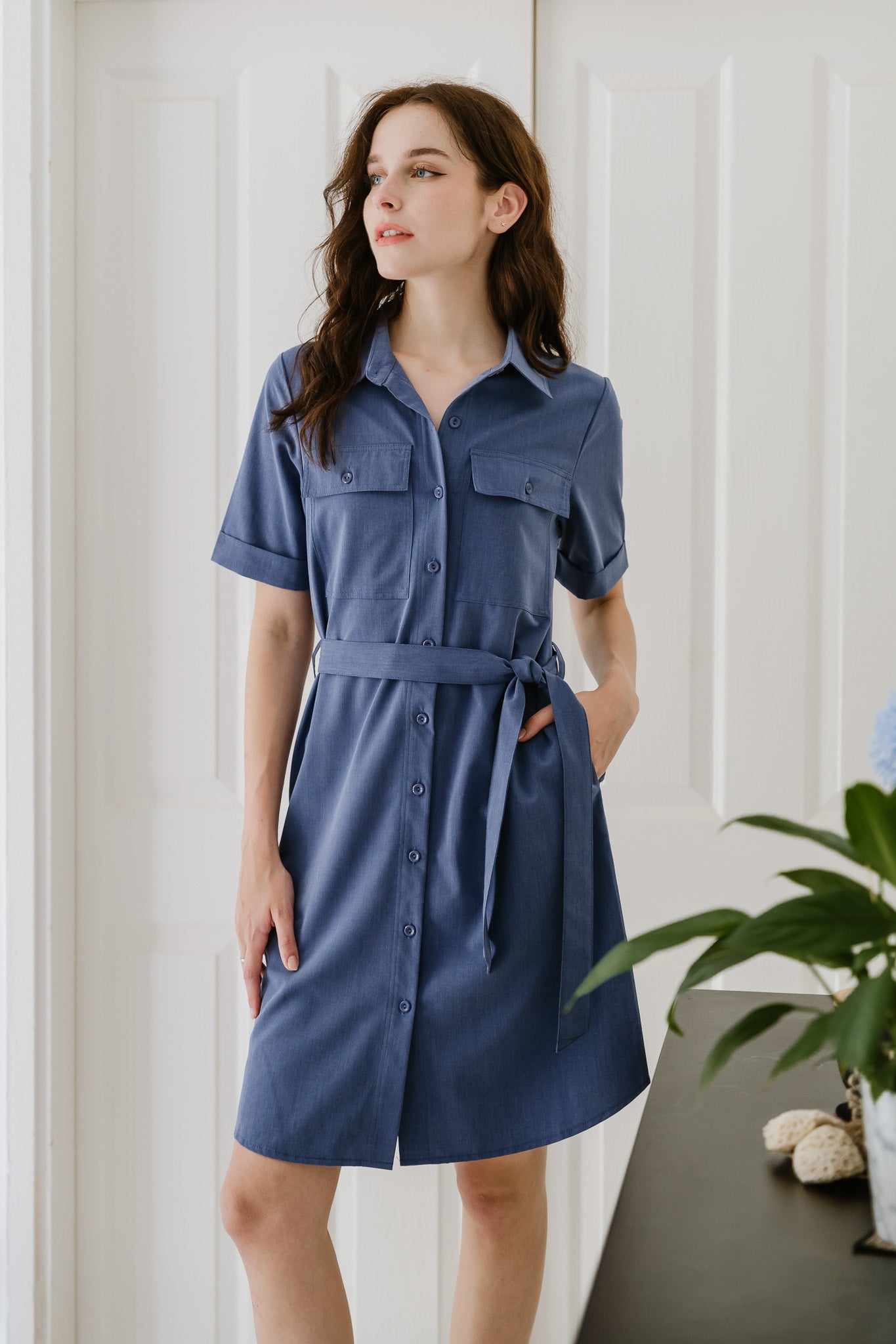 Lena Shirt Dress in Blue [ONLINE ONLY]