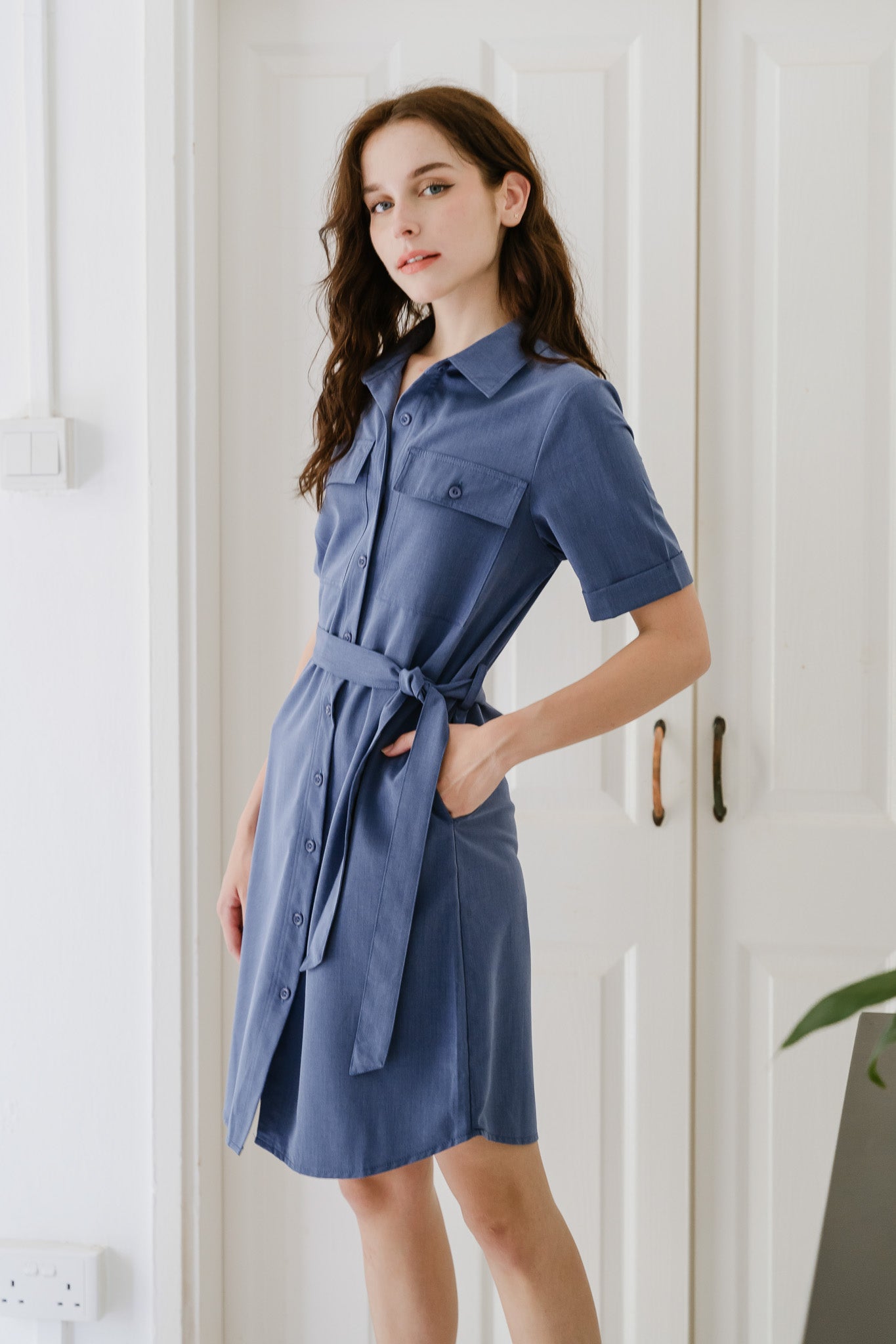 Lena Shirt Dress in Blue [ONLINE ONLY]