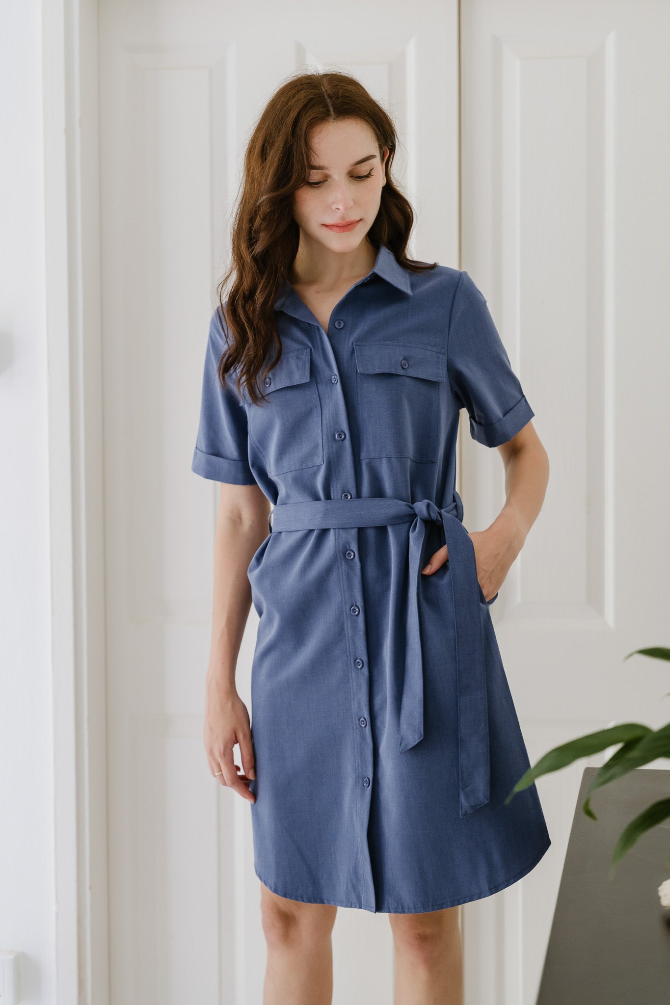 Lena Shirt Dress in Blue [ONLINE ONLY]