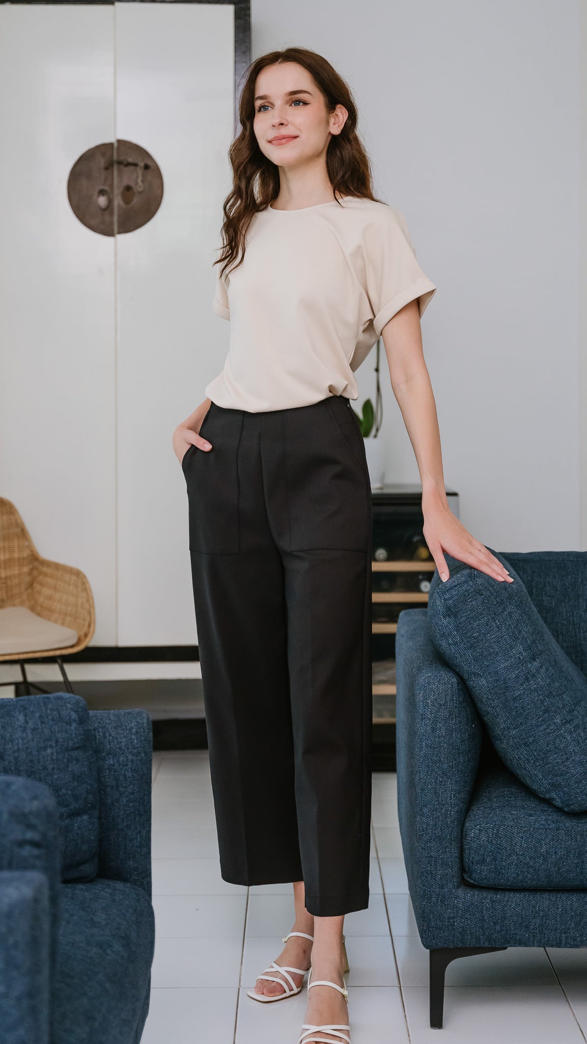 Core Essentials Broad Pants in Black [ONLINE ONLY]