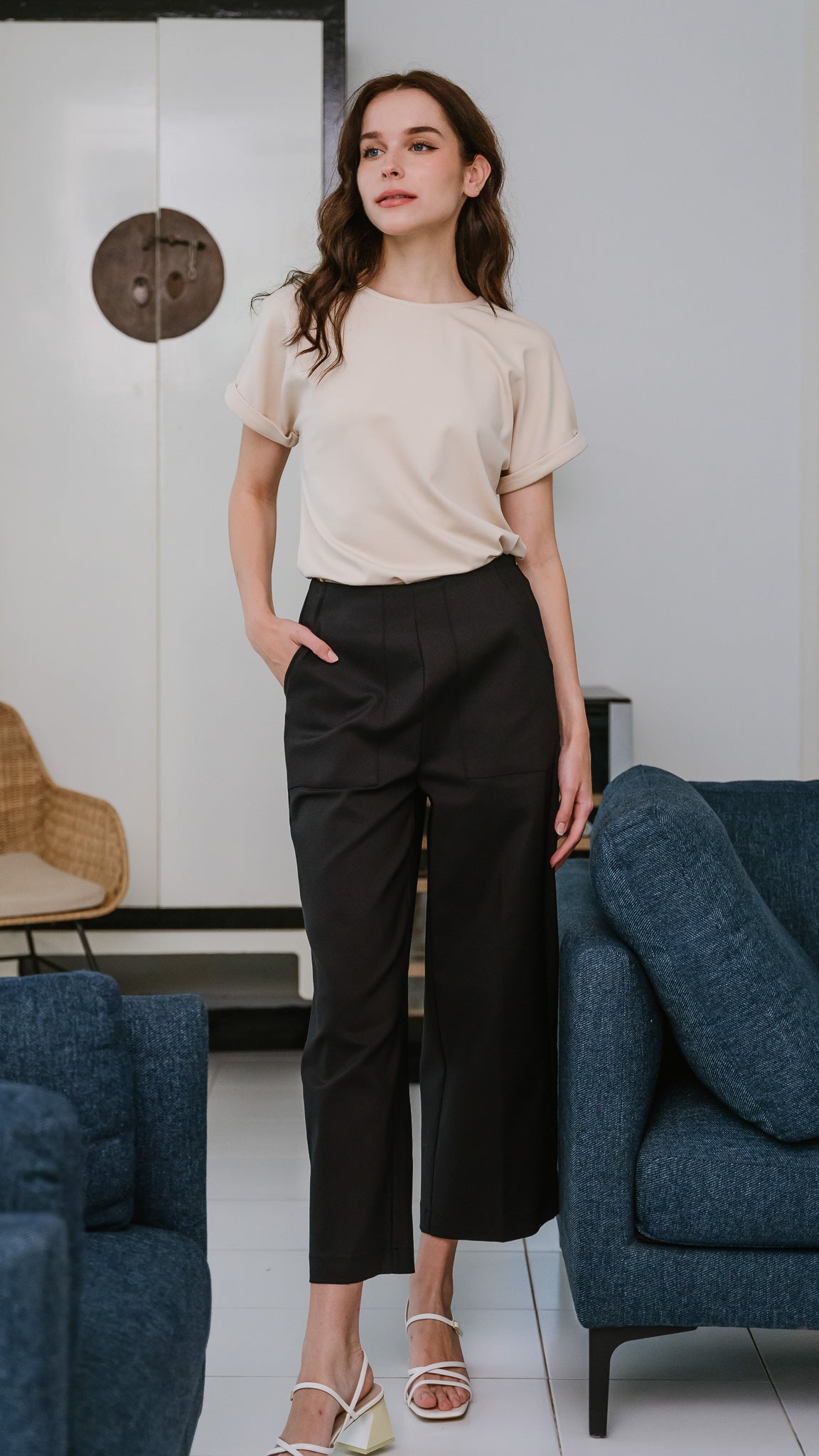 Core Essentials Broad Pants in Black [ONLINE ONLY]