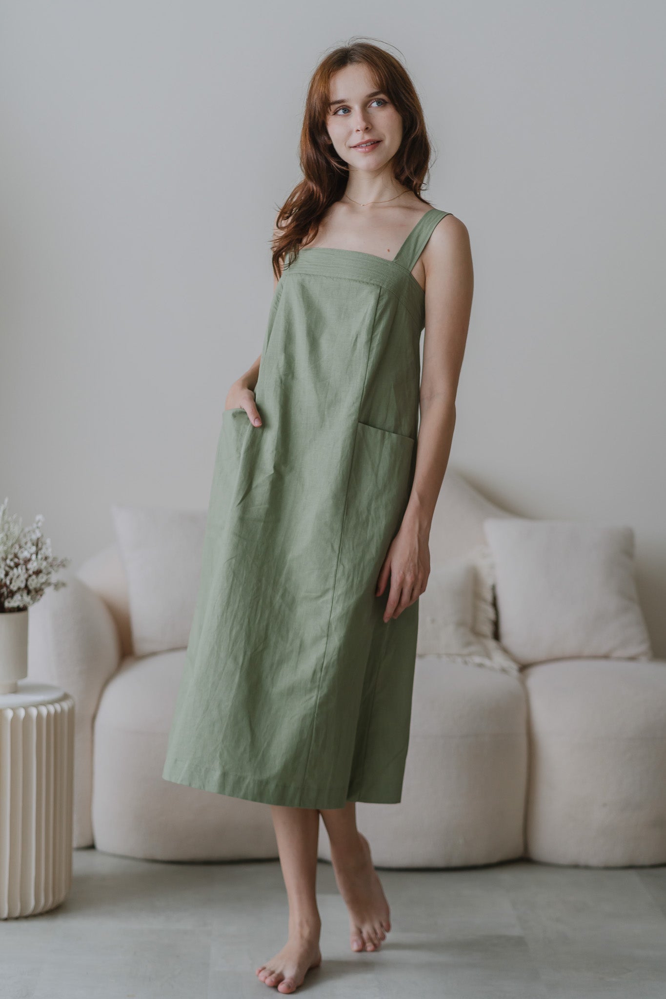 Piece of Cake Linen Tent Dress in Green