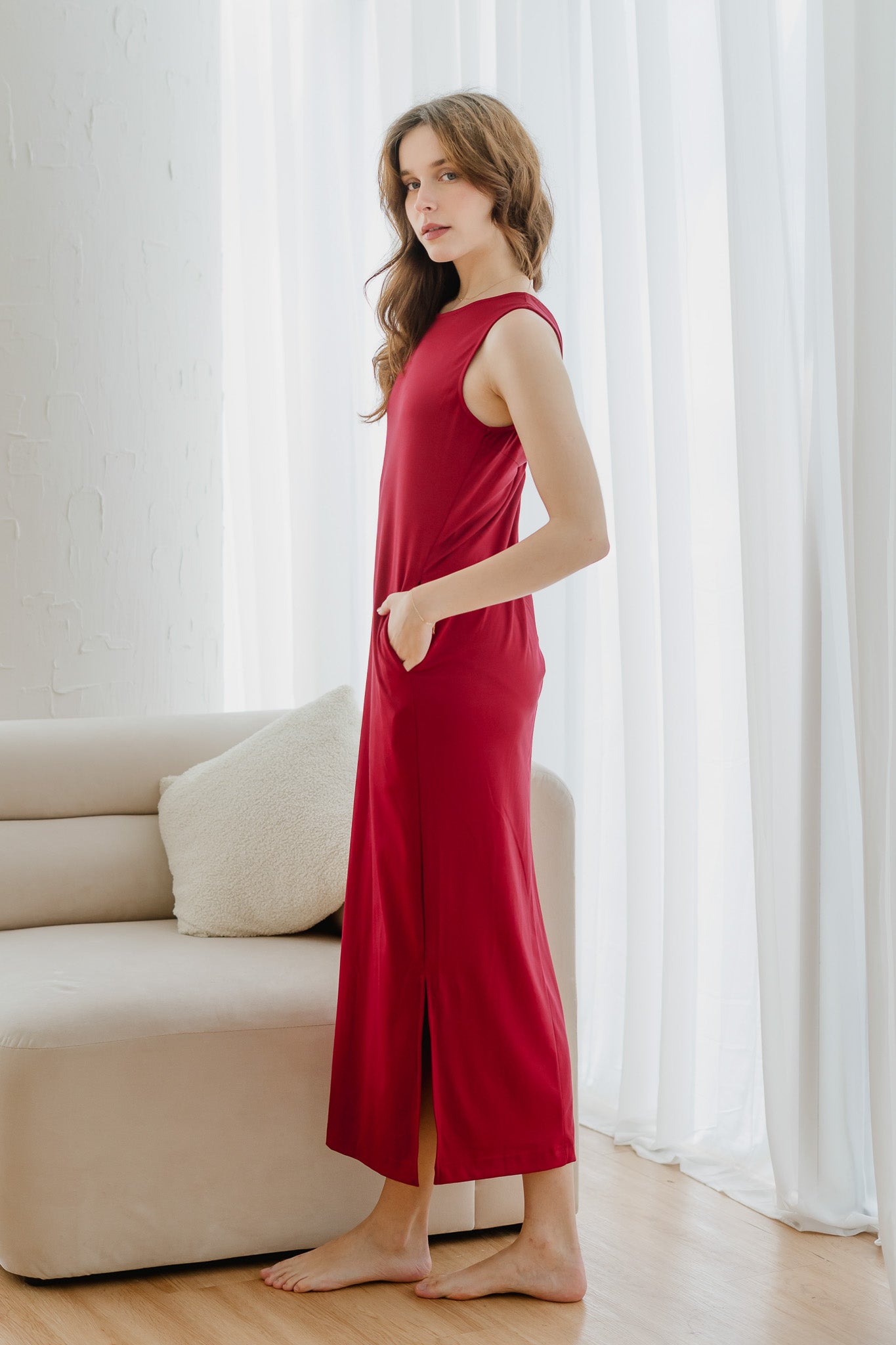 Zola Knot Detail Maxi Dress in Wine