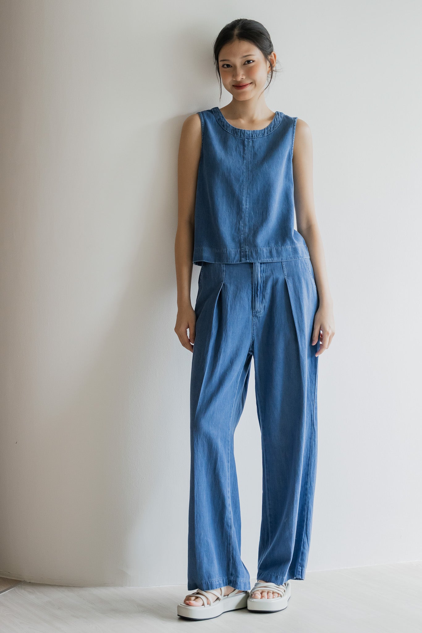 Yuki Tencel Denim Blouse in Light Wash