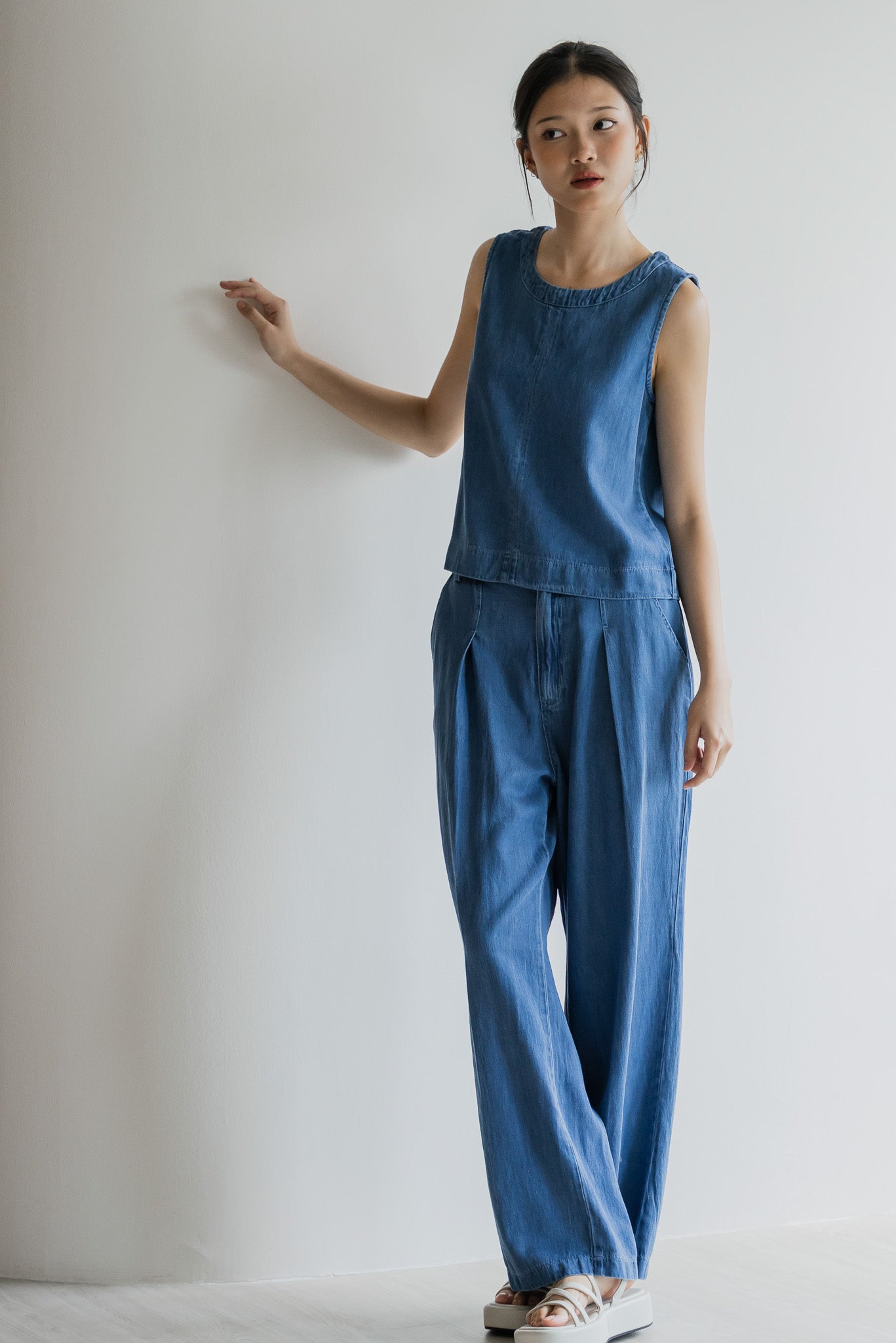 Yuki Tencel Denim Blouse in Light Wash