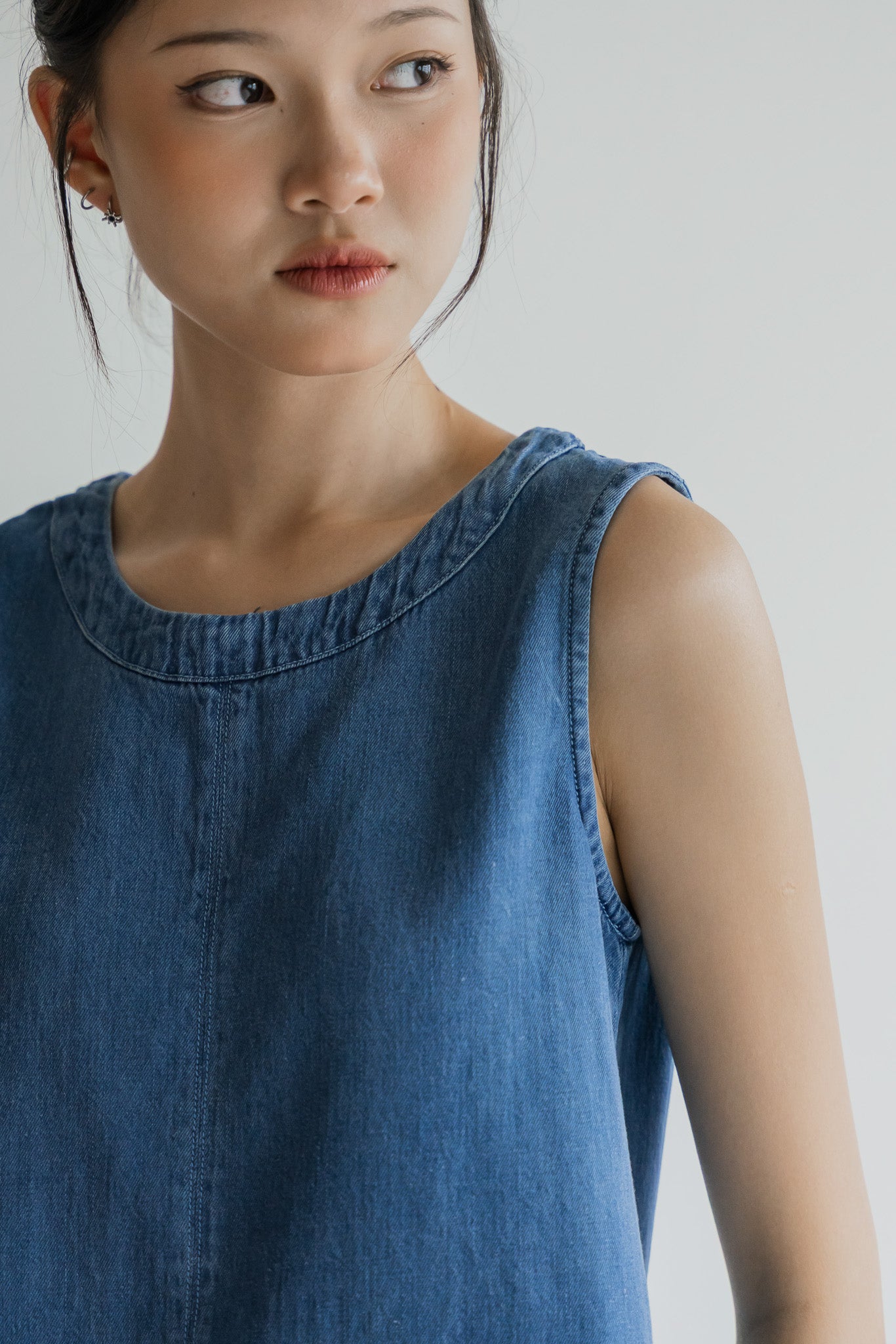Yuki Tencel Denim Blouse in Light Wash