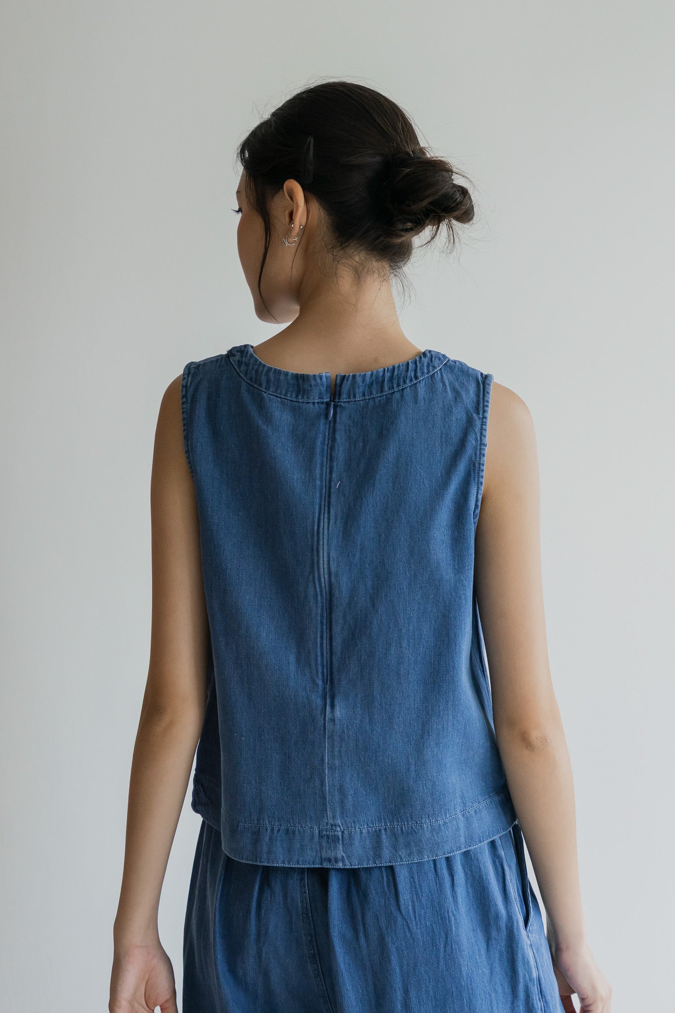 Yuki Tencel Denim Blouse in Light Wash