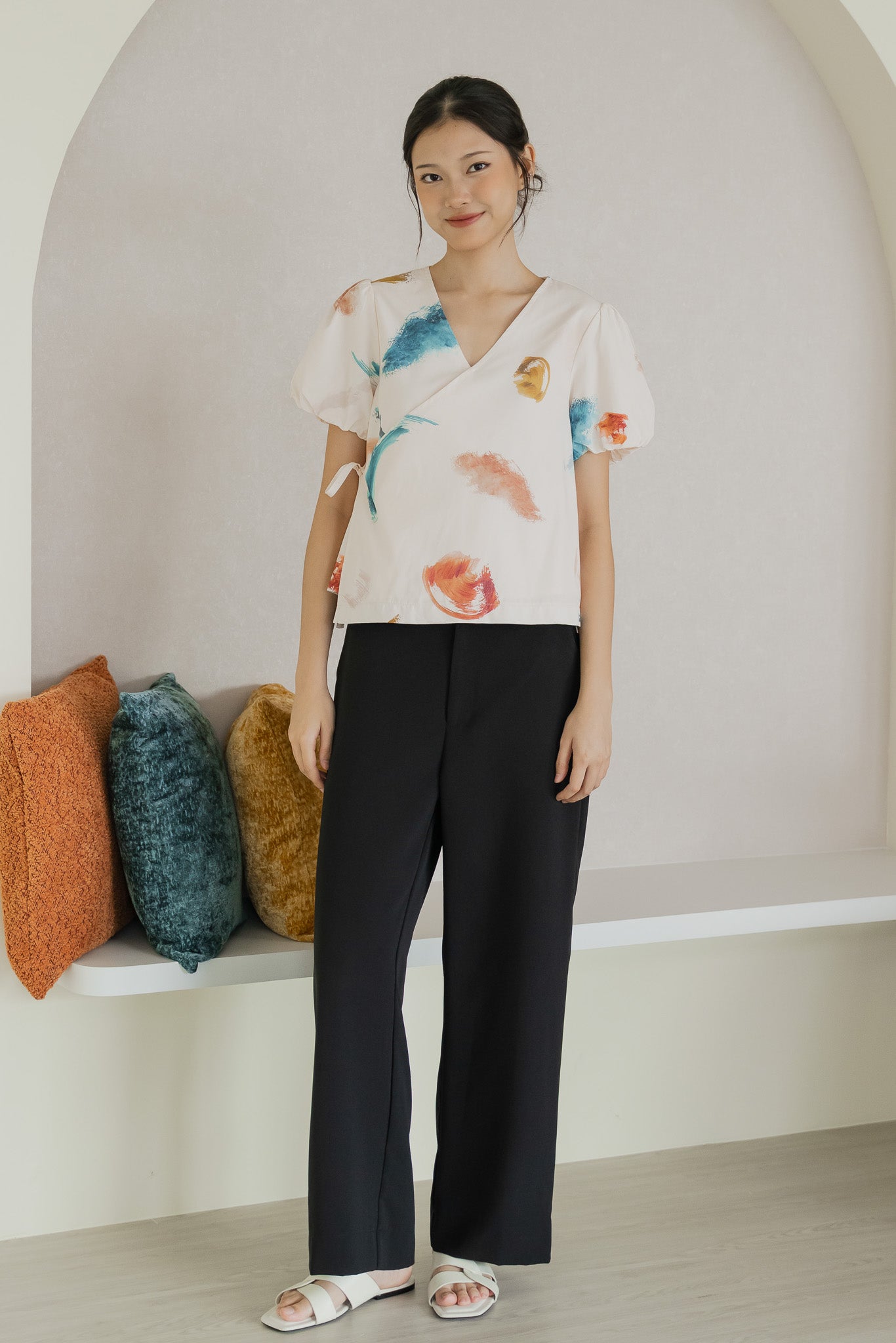 Reverie Sleeved Wrap Top in Wild Terra