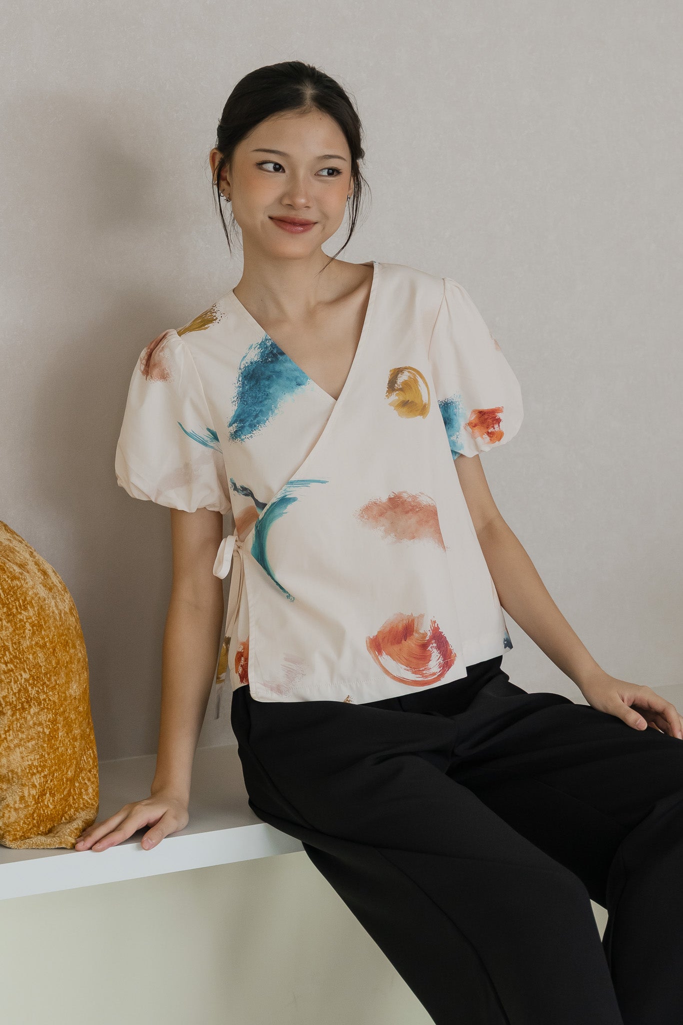 Reverie Sleeved Wrap Top in Wild Terra