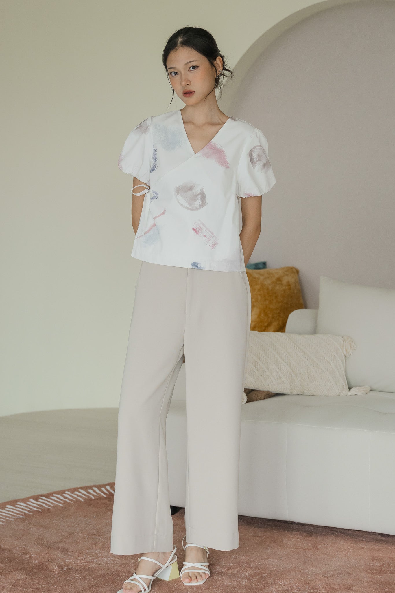 Reverie Sleeved Wrap Top in Petal Dust